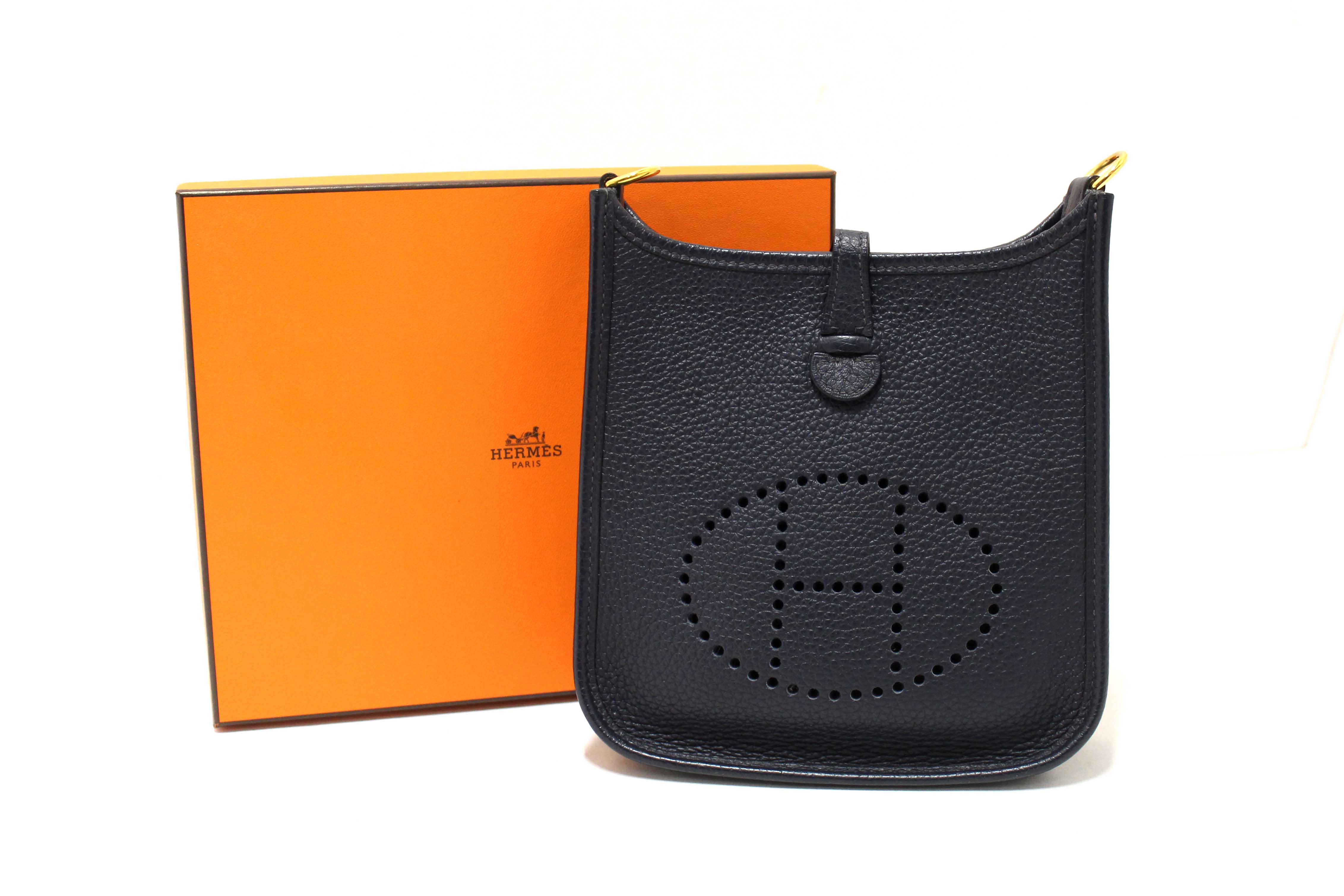 Authentic Hermes Navy Clemence Leather Evelyne 16 Amazone Bag