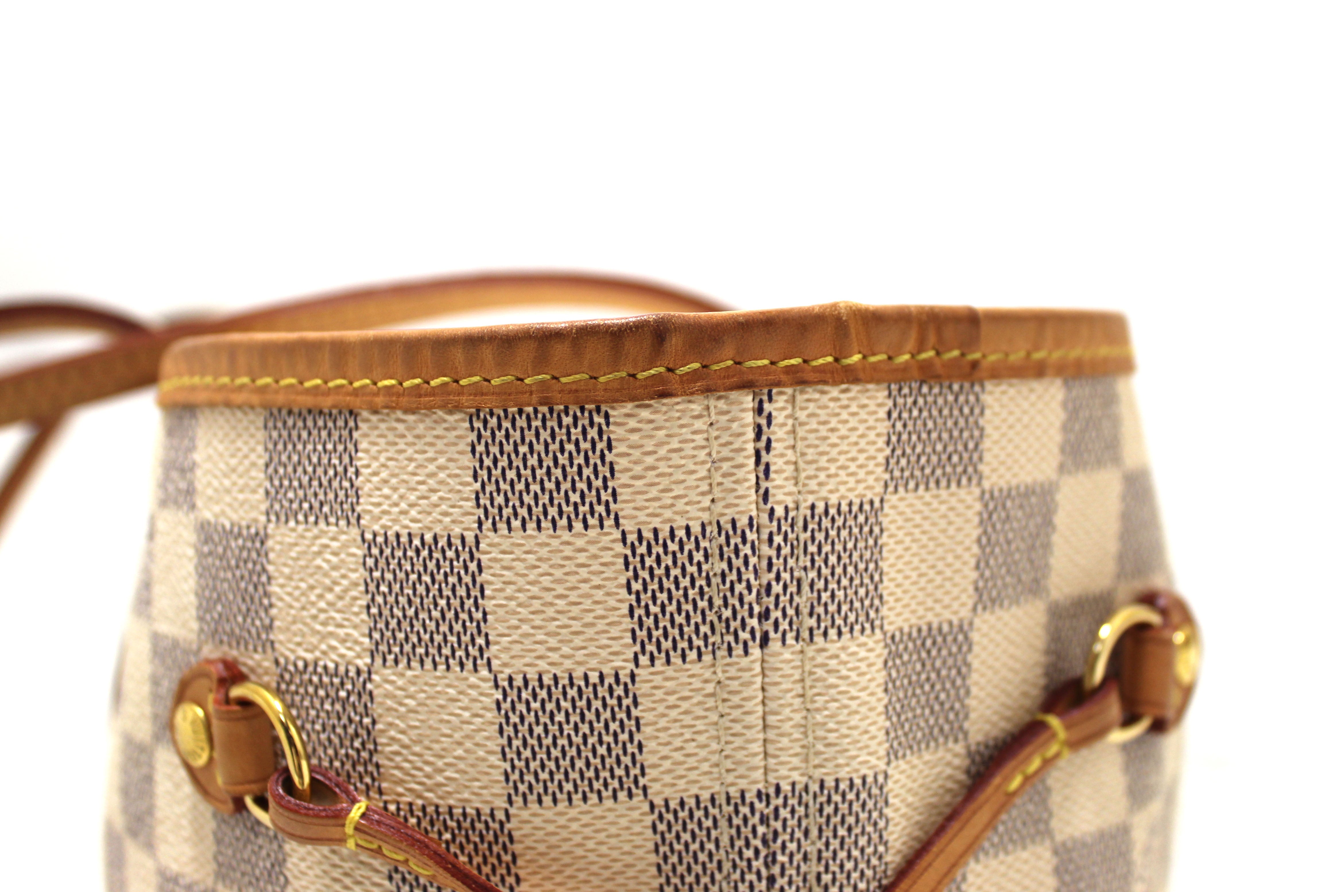 Only 598.00 usd for Louis Vuitton Damier Azur Checker Leather Neverful D.  Azur Tote Bag - Cream/Grey Online at the Shop