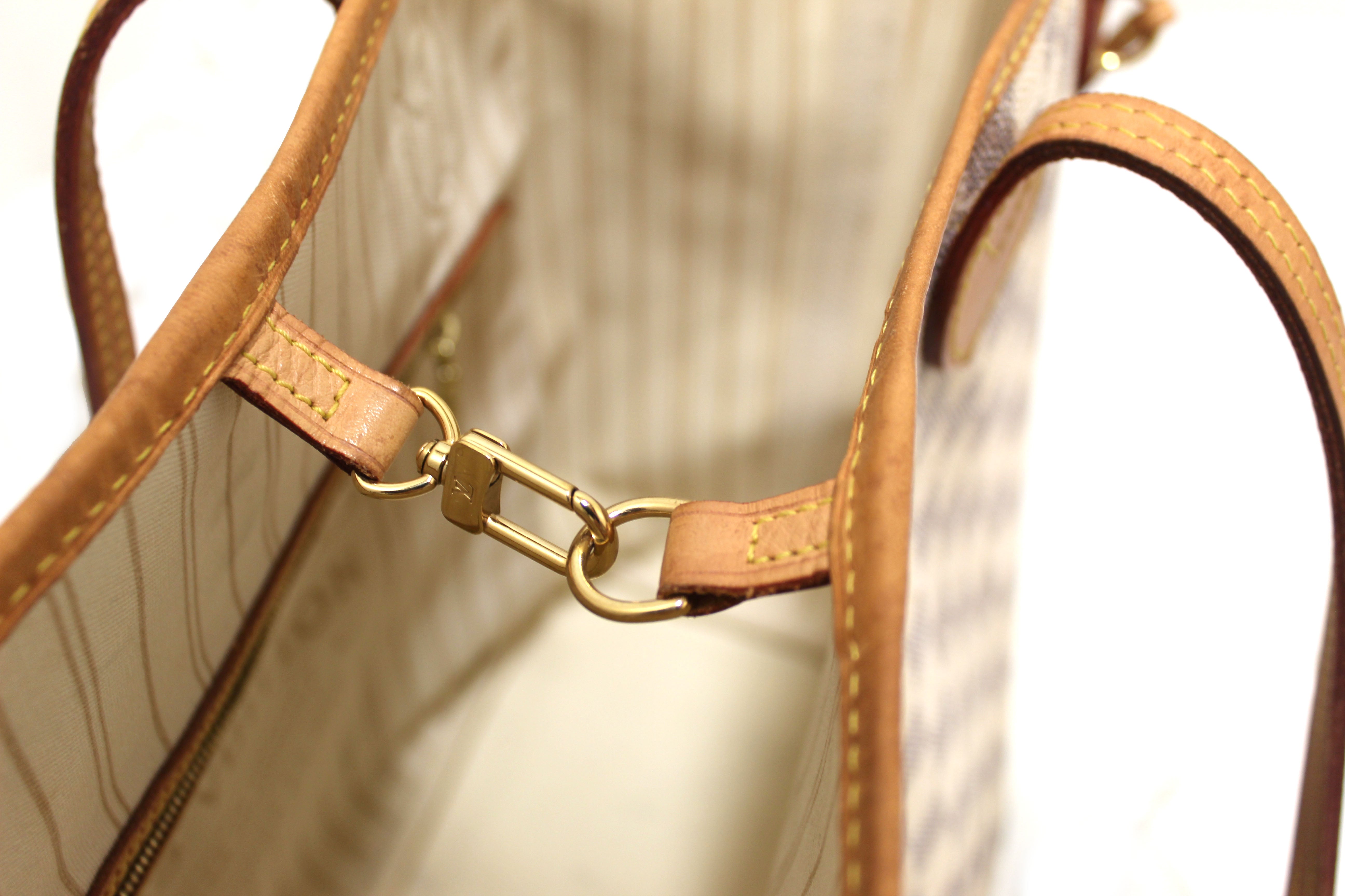 Authentic Louis Vuitton Damier Azur Neverfull MM Tote Shoulder Bag