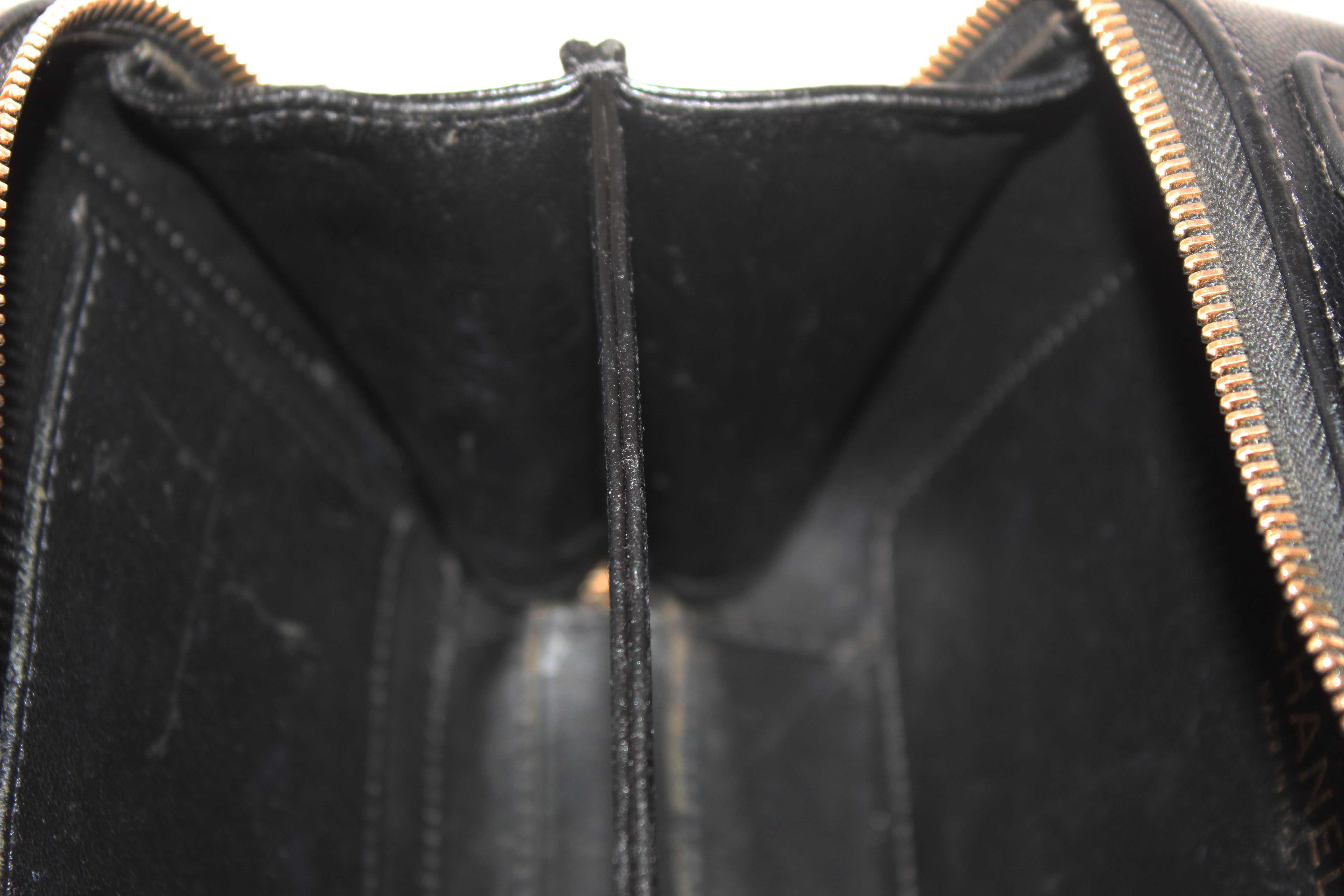 Authentic Chanel Black Quilted Caviar Leather Small CC Filigree Vanity Case