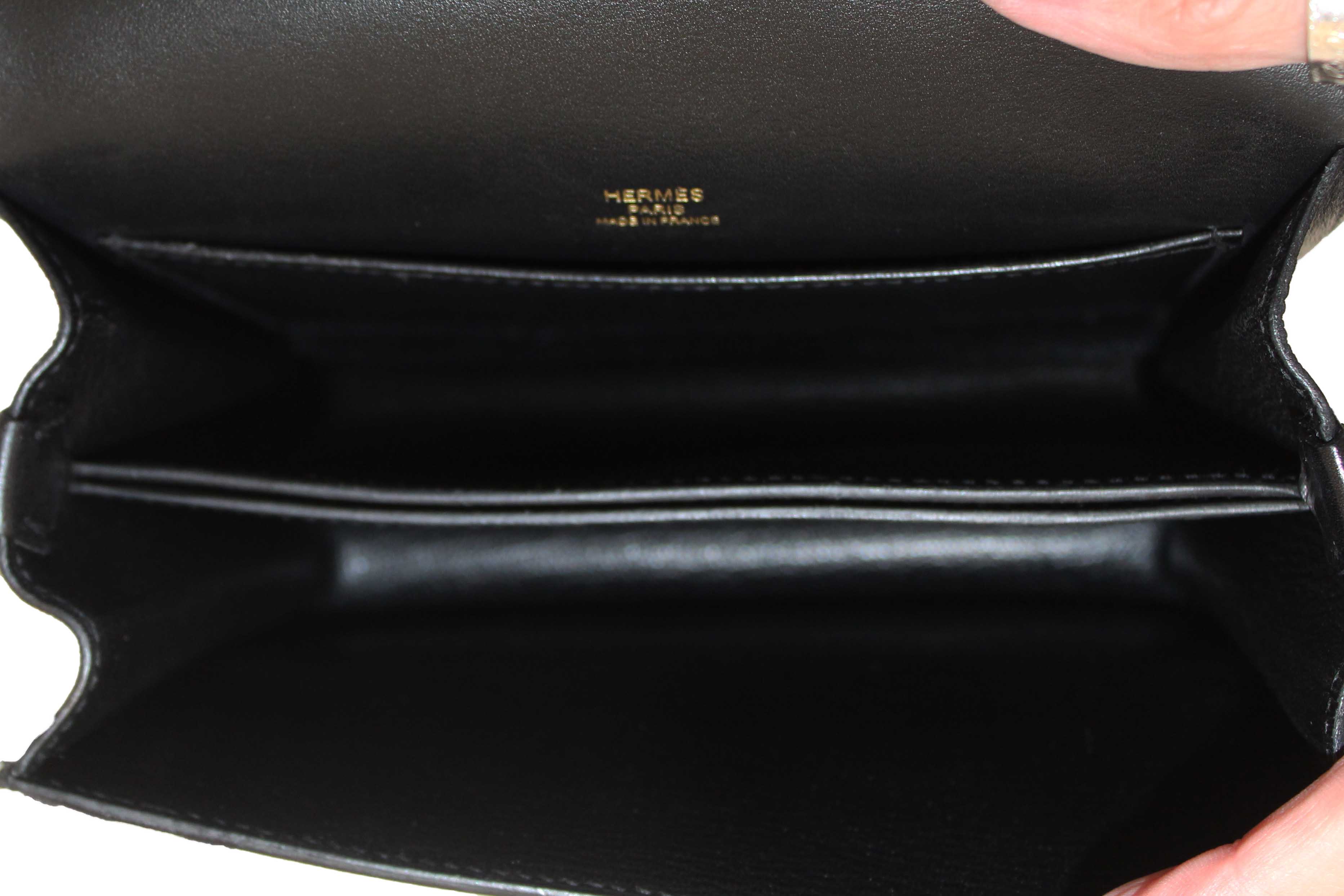 Authentic Hermes Black Evercolor Calfskin Leather Roulis Mini Bag