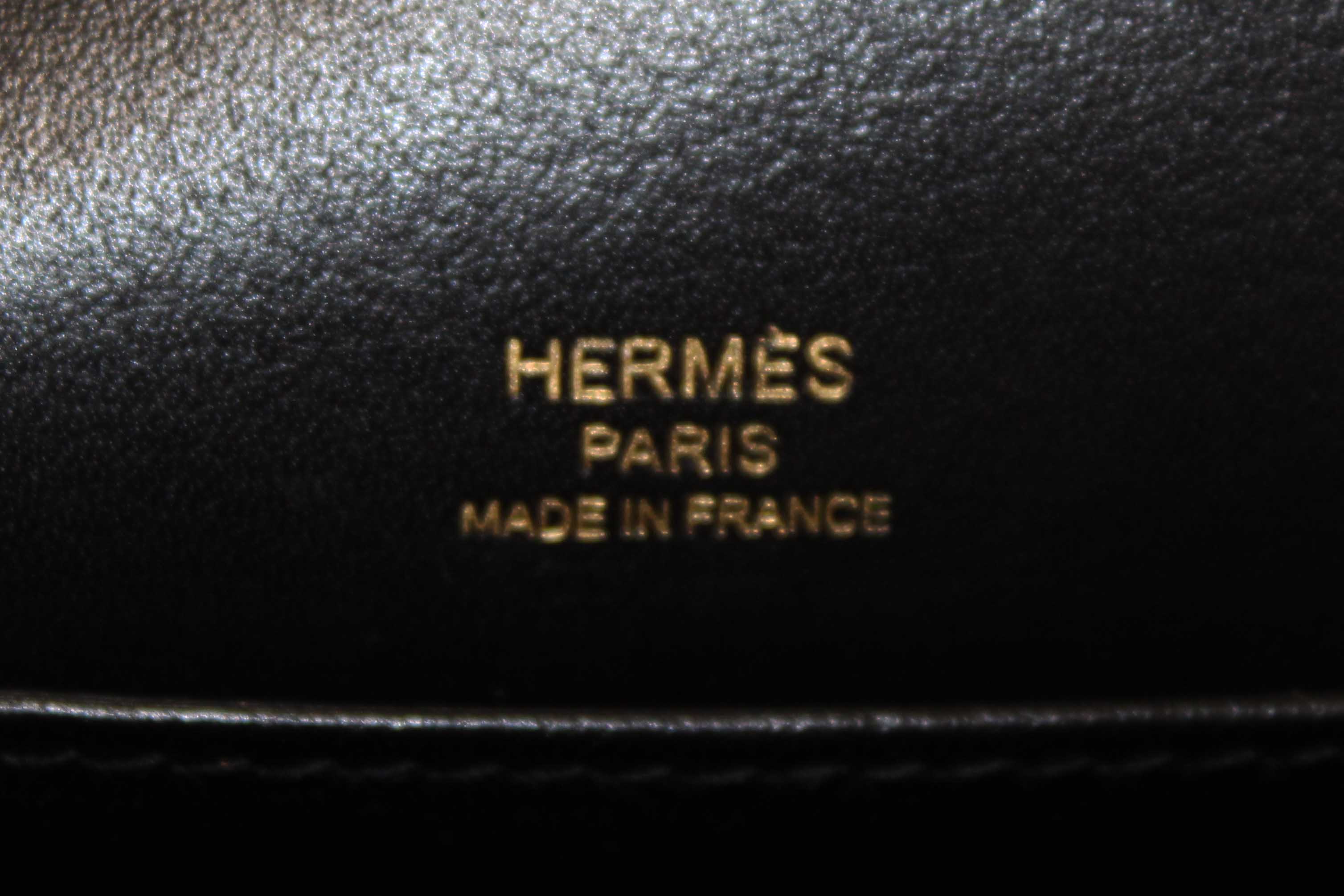 Authentic Hermes Black Evercolor Calfskin Leather Roulis Mini Bag