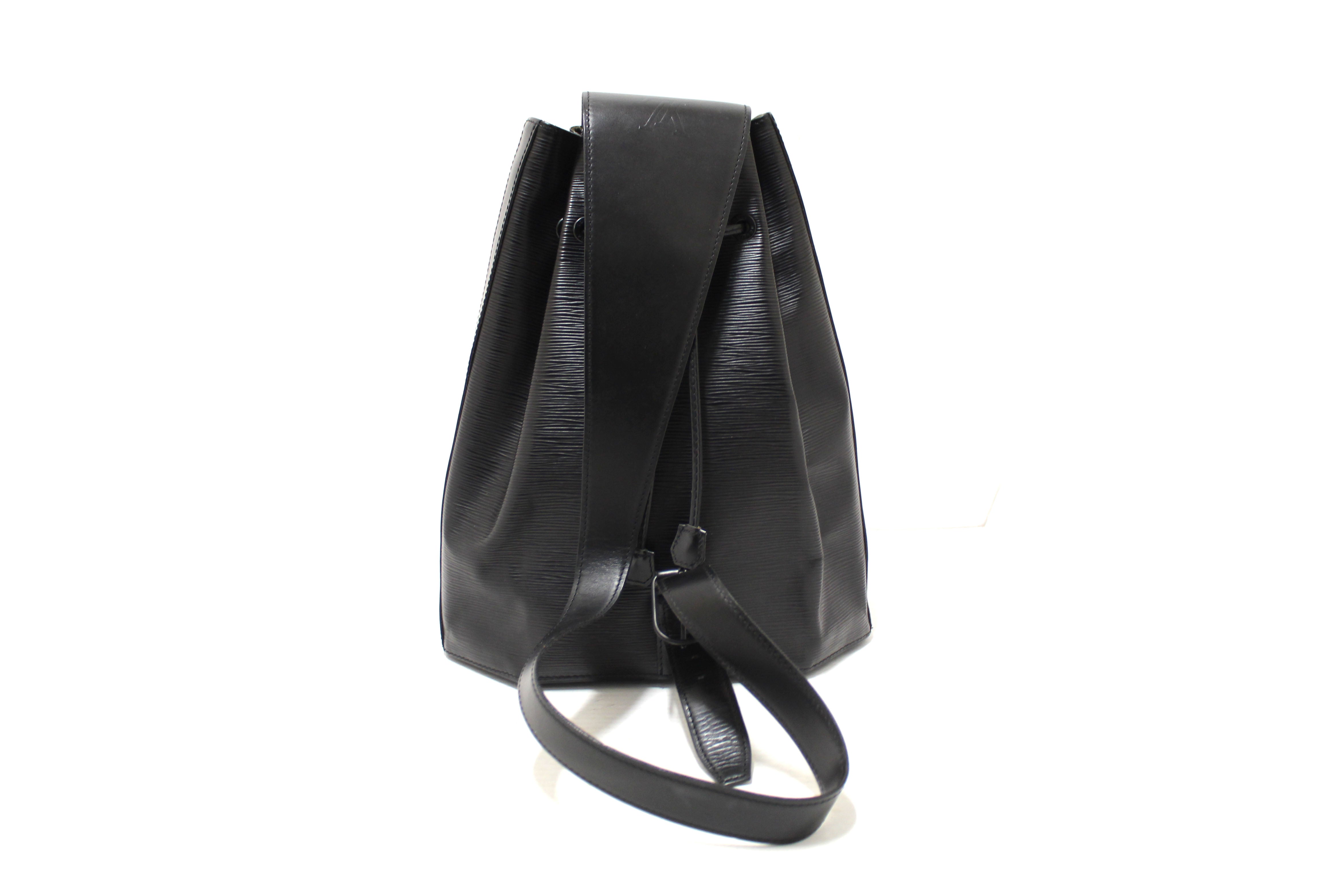 Authentic Louis Vuitton Black Epi Leather Sac a Dos Drawstring Sling Bag