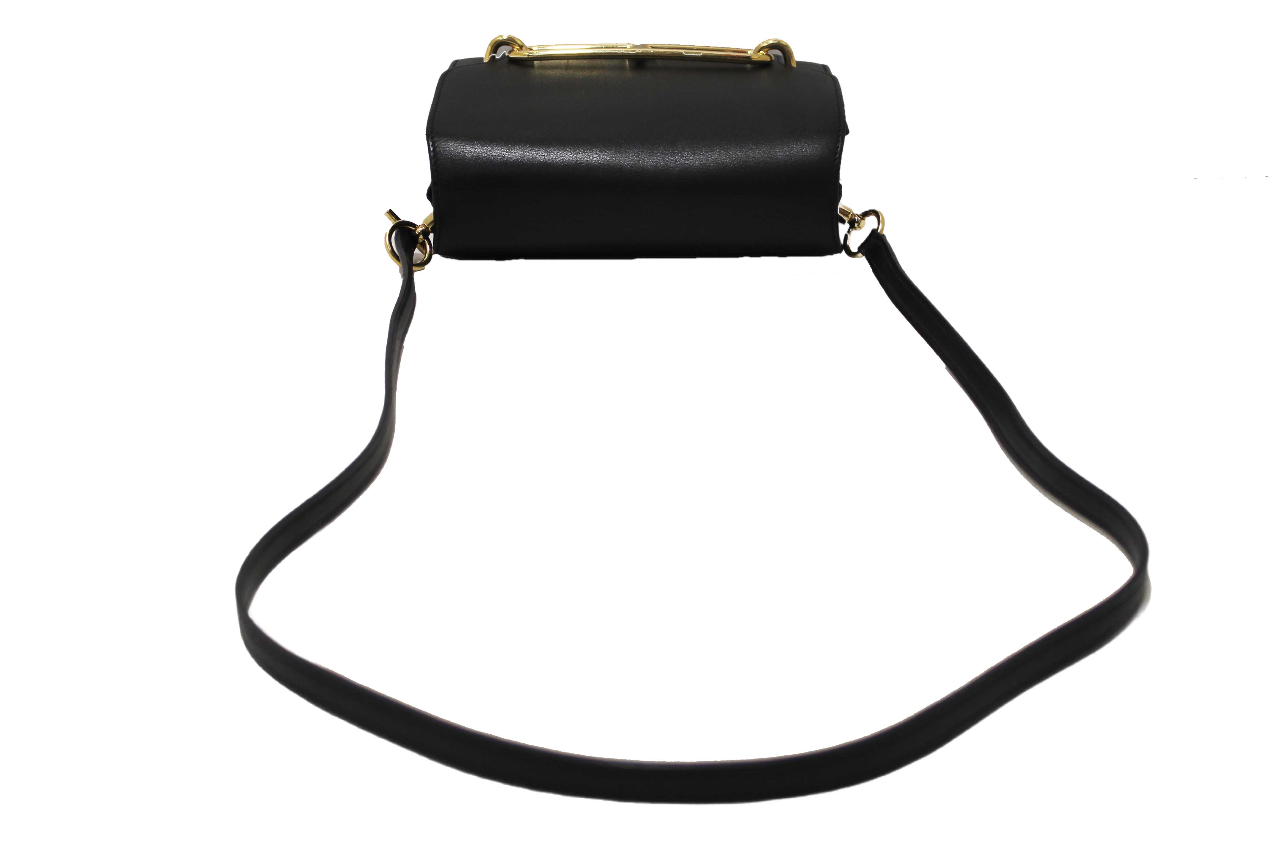 Authentic Hermes Black Evercolor Calfskin Leather Roulis Mini Bag