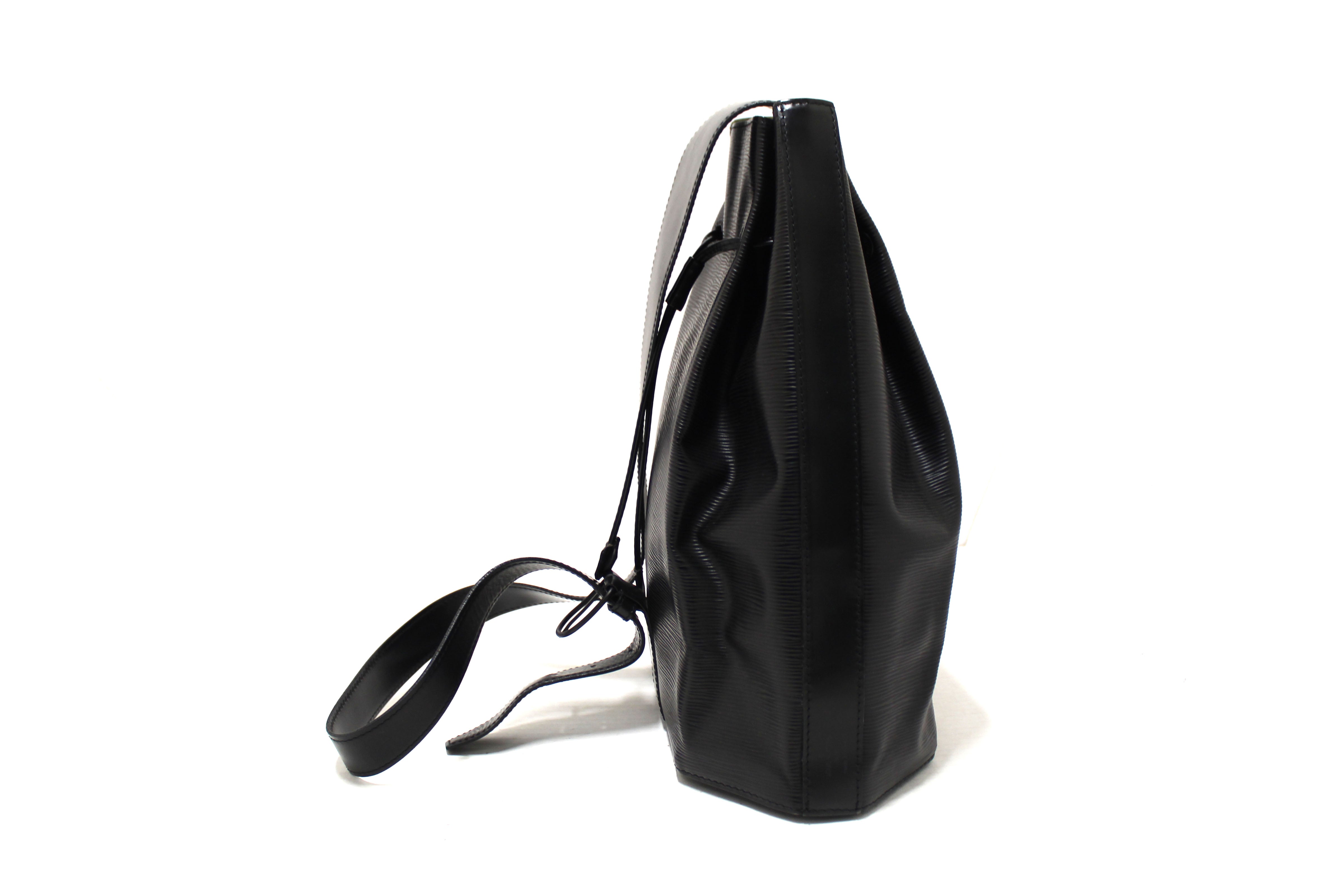 Authentic Louis Vuitton Black Epi Leather Sac a Dos Drawstring Sling Bag