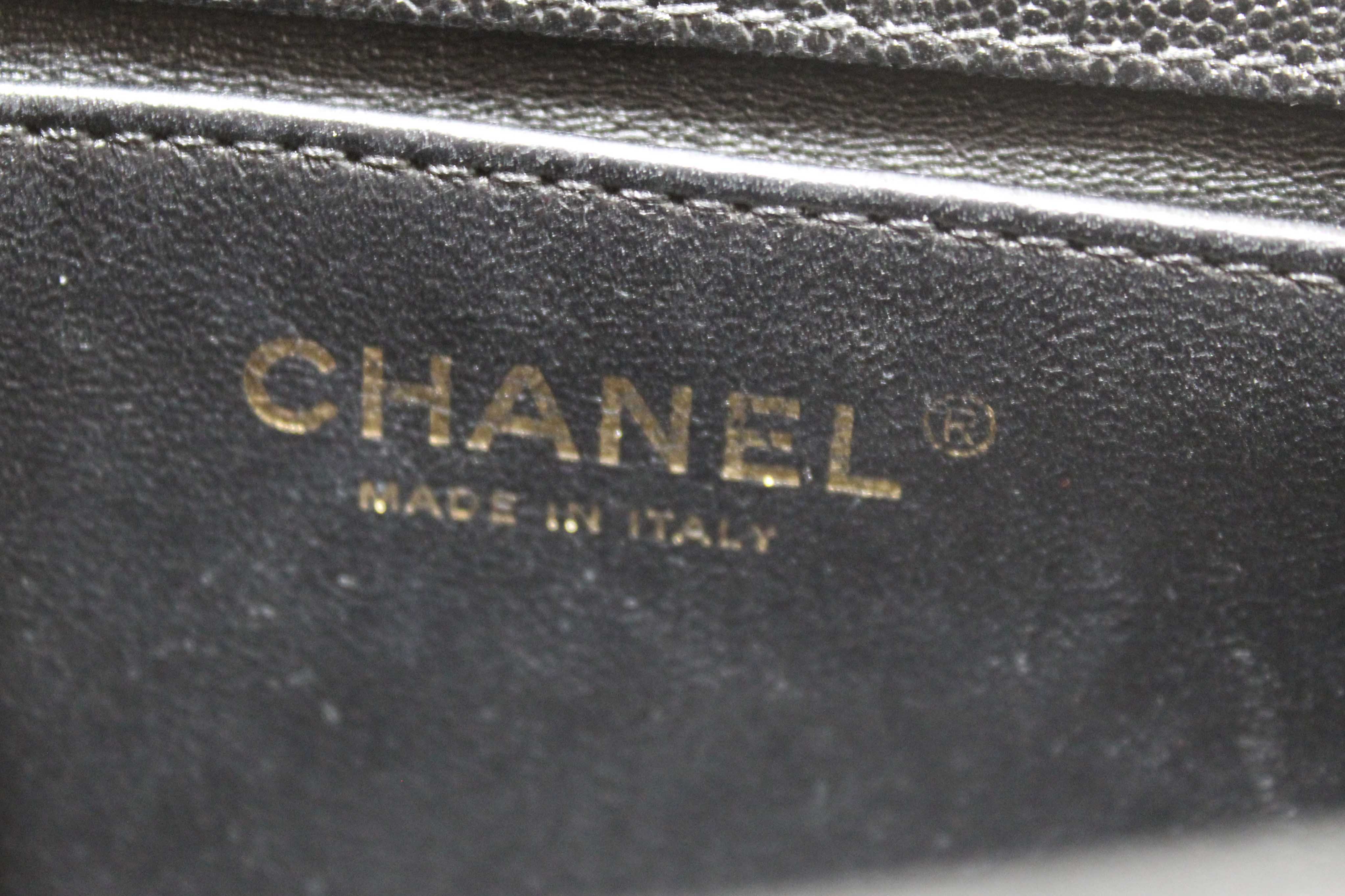 Authentic Chanel Black Quilted Caviar Leather Le Boy Half Moon Small Messenger Bag