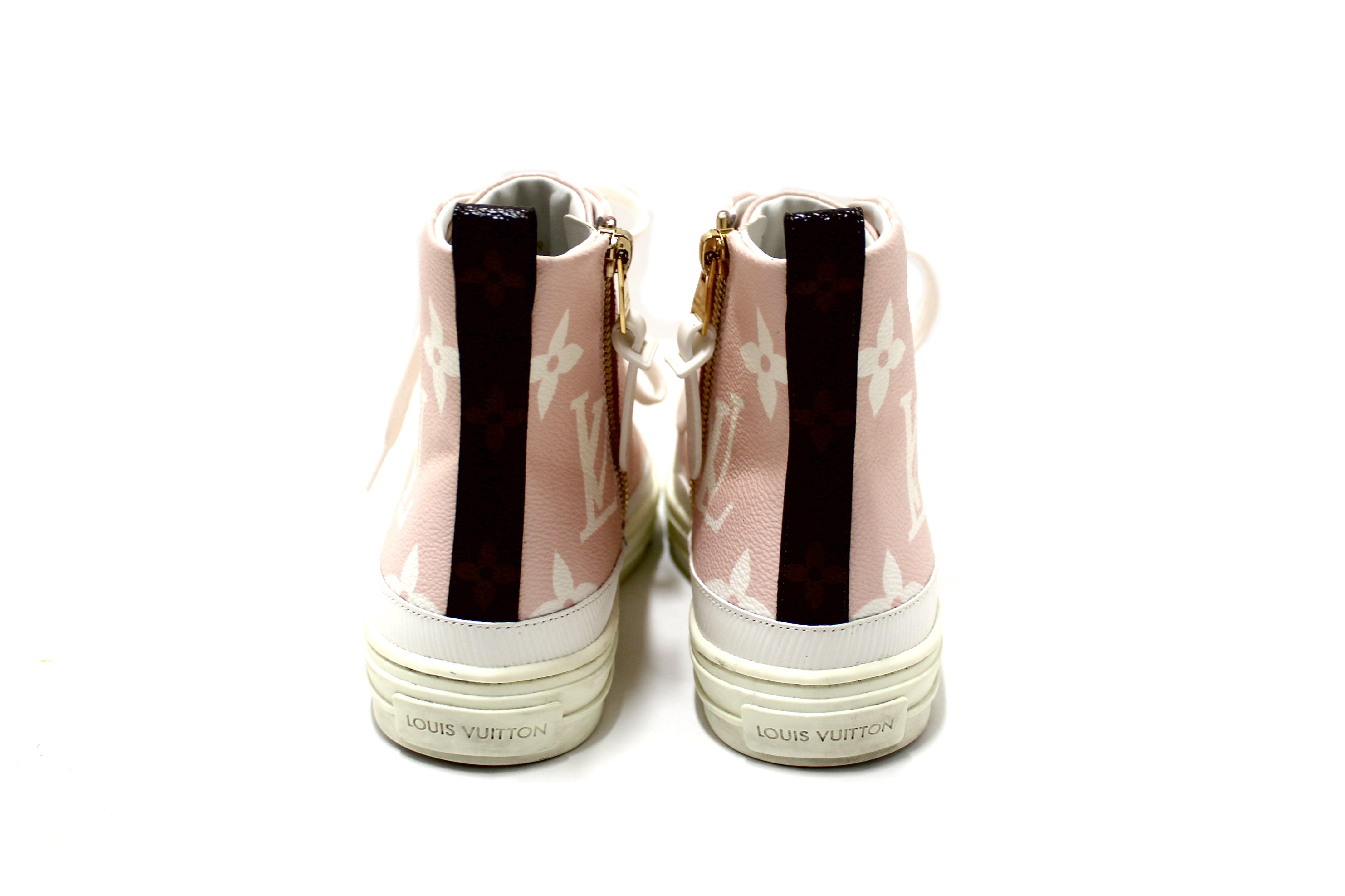 Authentic Louis Vuitton Rose Pink Monogram Giant Stellar High Top Sneakers Size 37