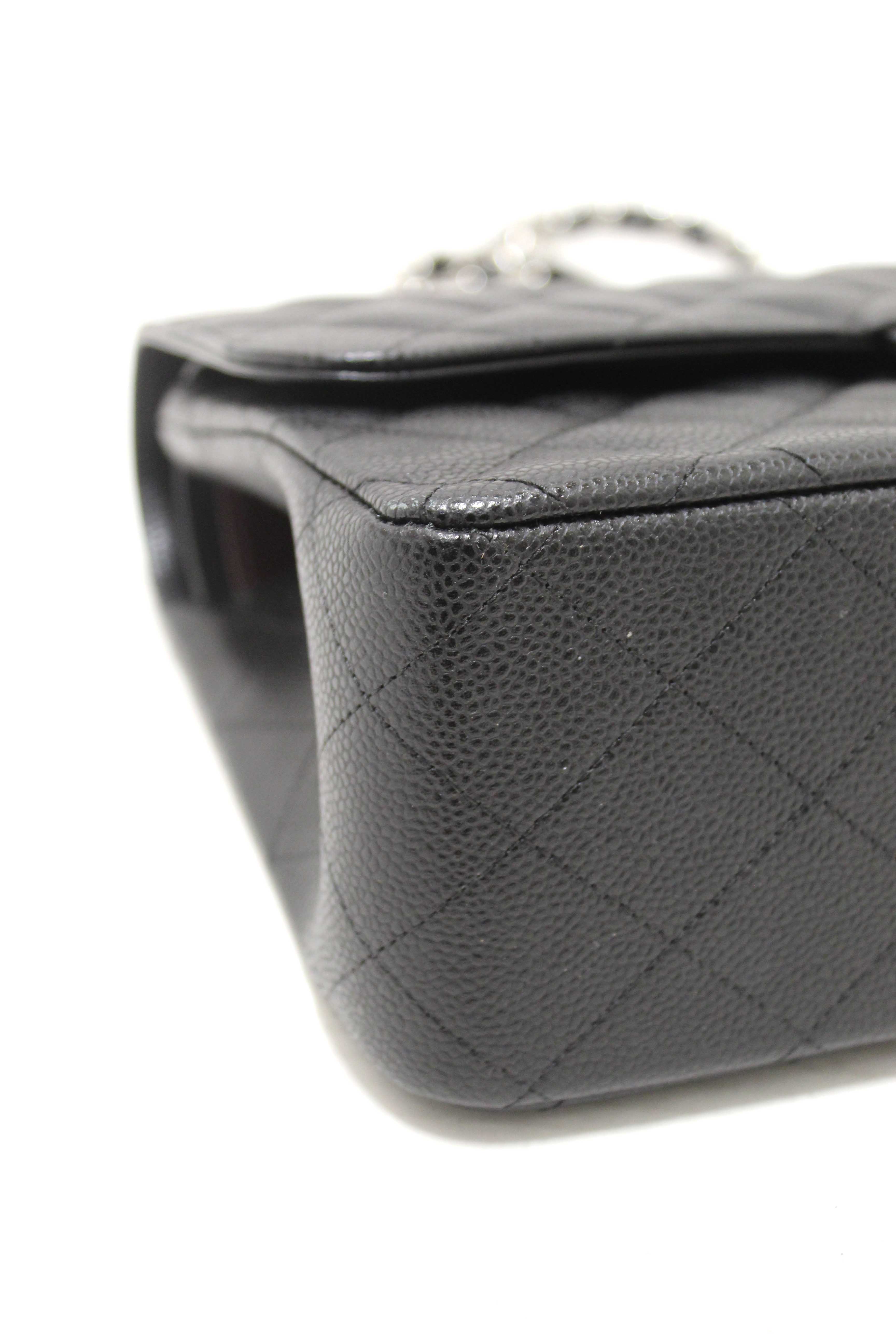 Authentic Chanel Black Quilted Caviar Leather Classic Jumbo Double Flap Bag