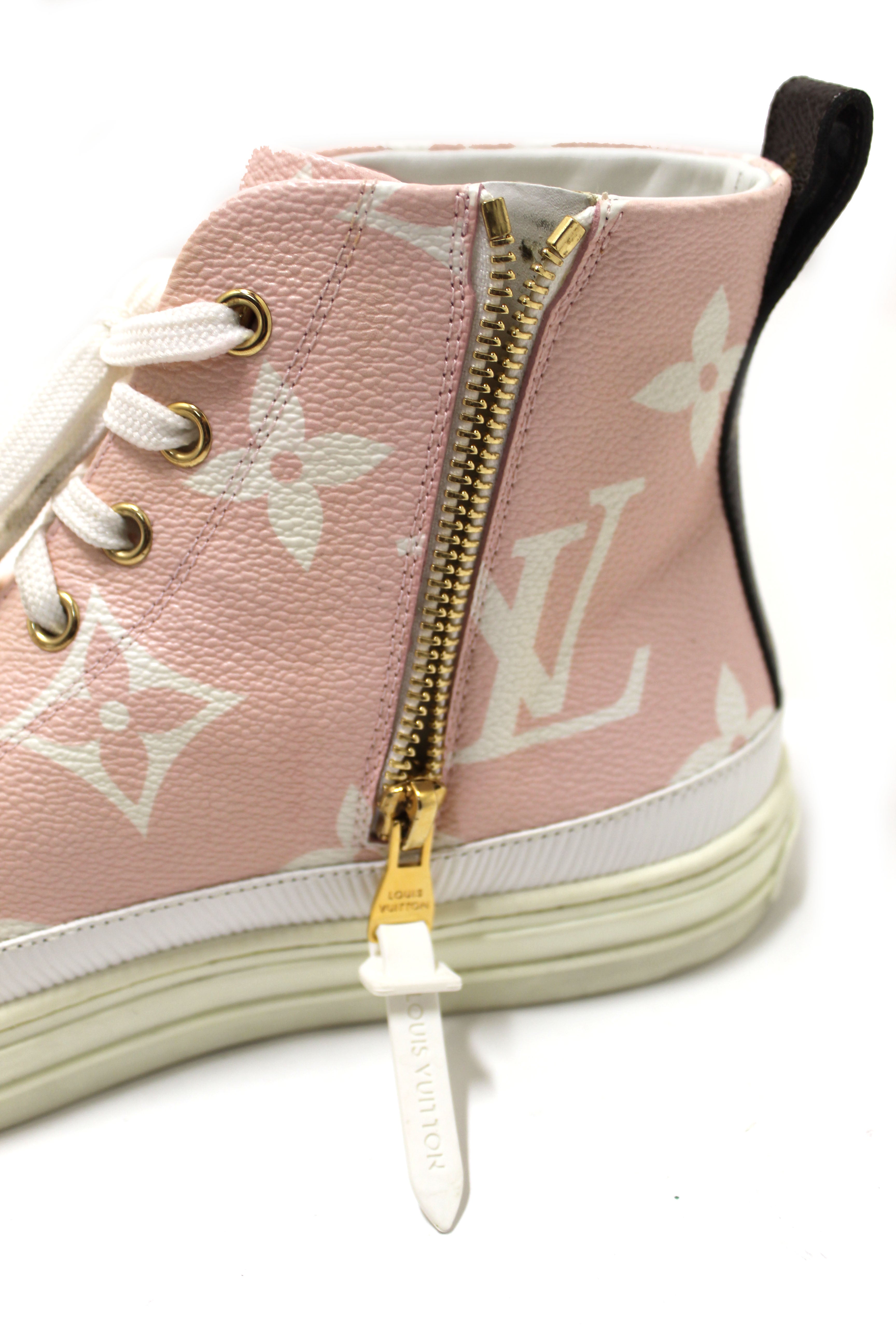 Authentic Louis Vuitton Rose Pink Monogram Giant Stellar High Top Sneakers Size 37