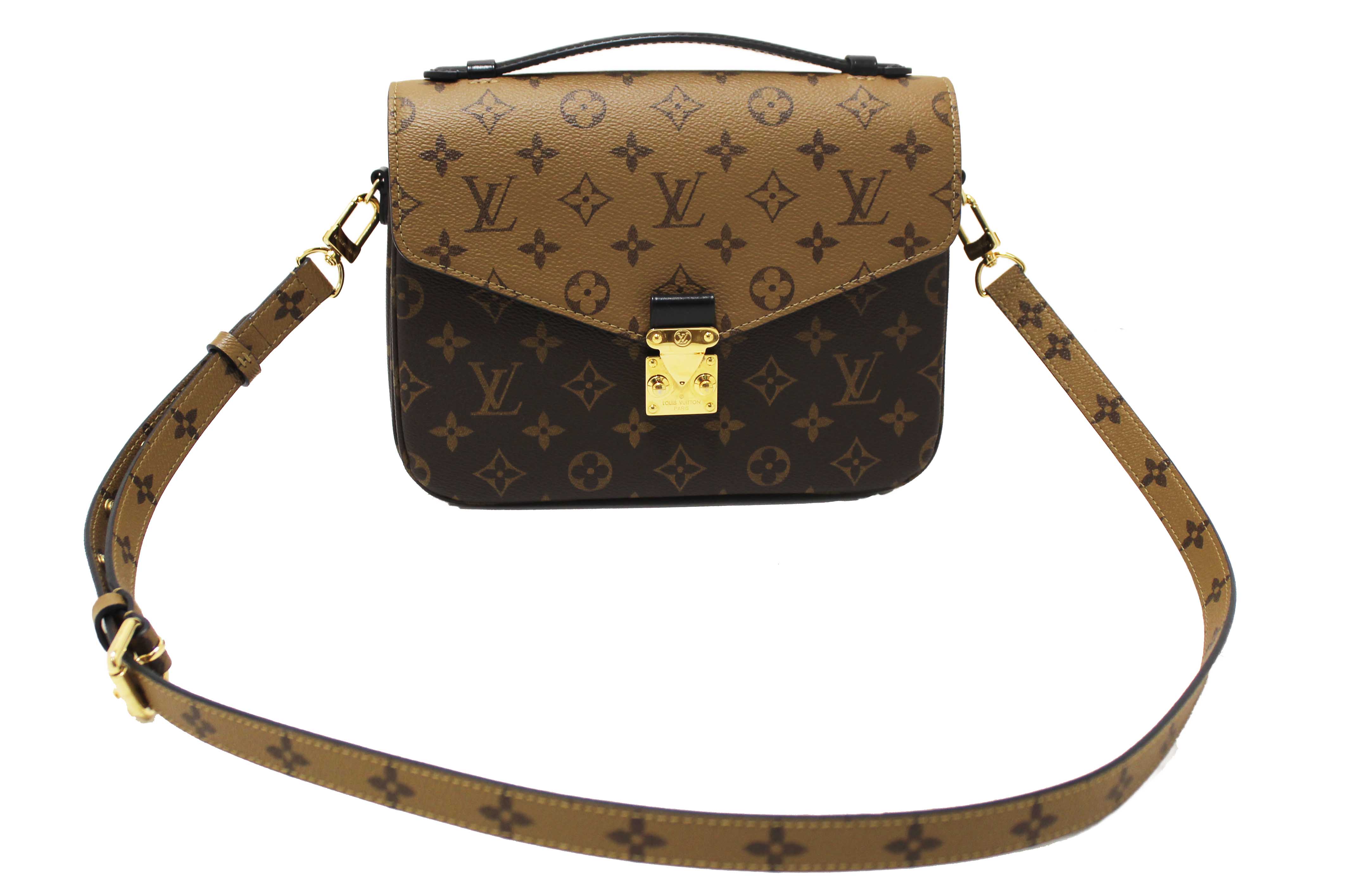 Authentic Louis Vuitton Classic Monogram Reverse Canvas Pochette Metis Bag