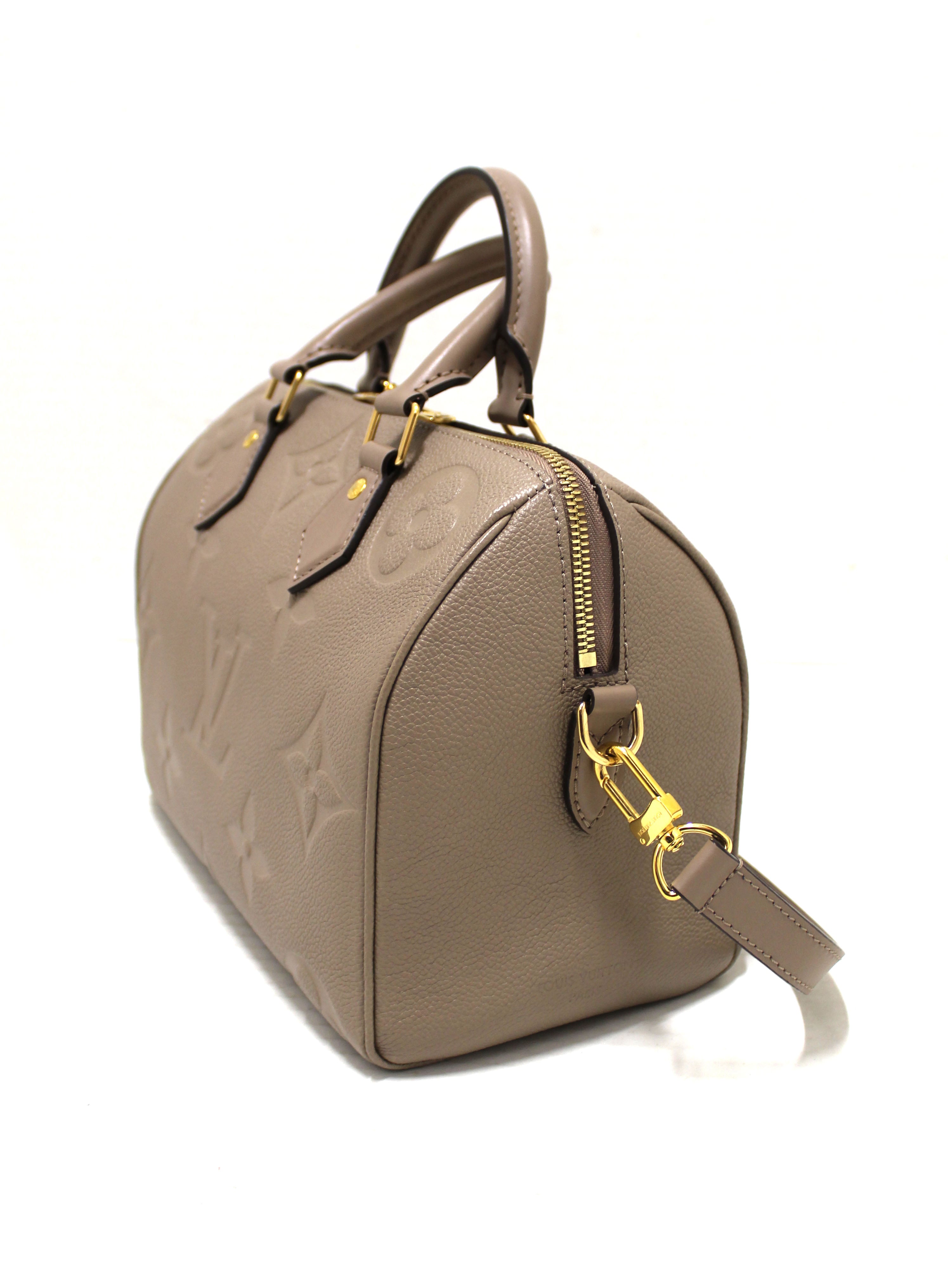 Authentic Louis Vuitton Turtledove Empreinte Leather Speedy 25 Bandouliere Crossbody Bag