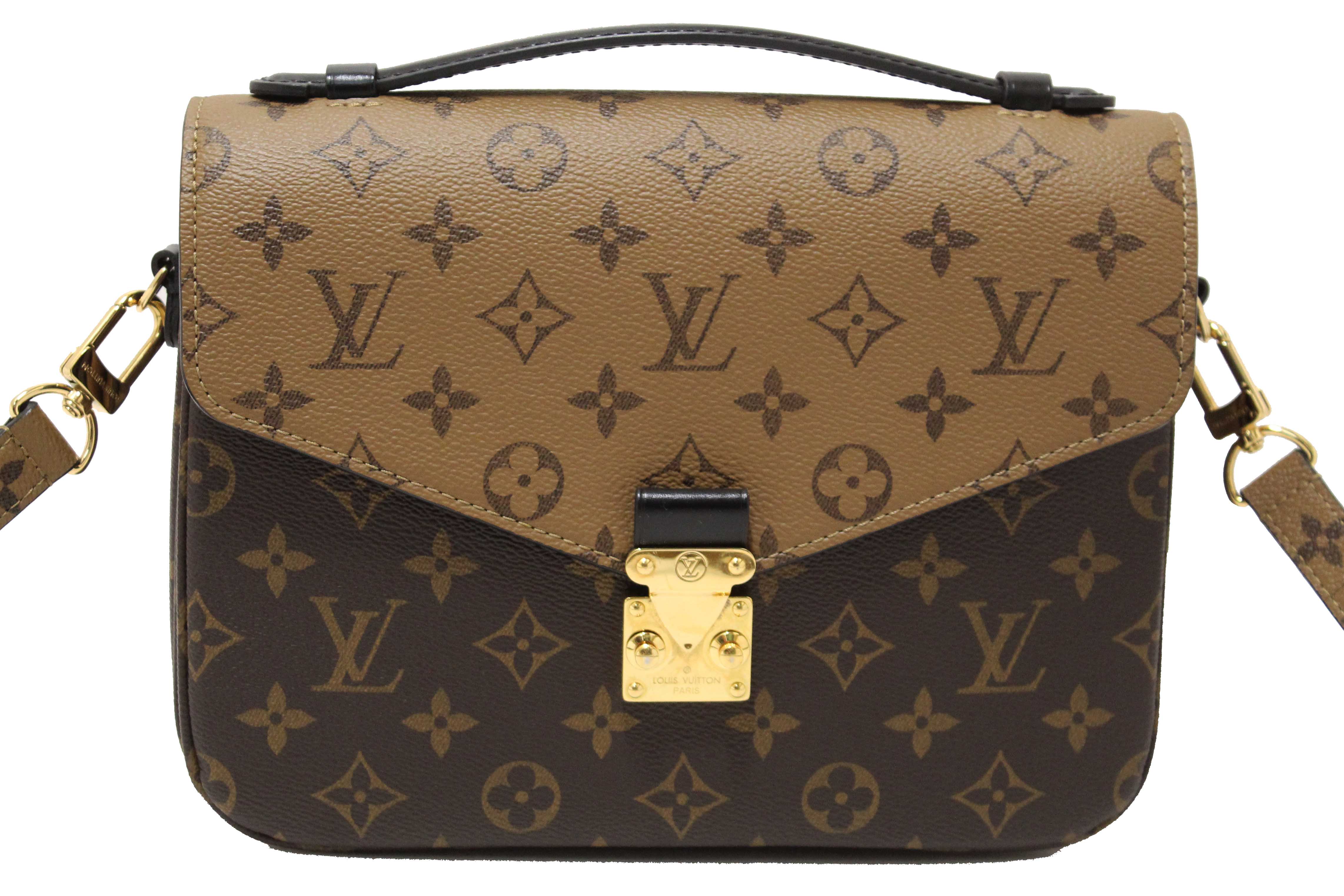 Authentic Louis Vuitton Classic Monogram Reverse Canvas Pochette Metis Bag