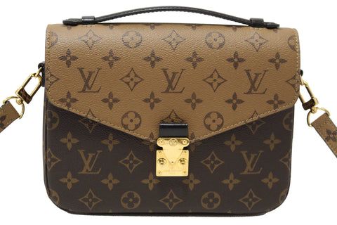 Authentic Louis Vuitton Classic Monogram Reverse Canvas Pochette Metis Bag