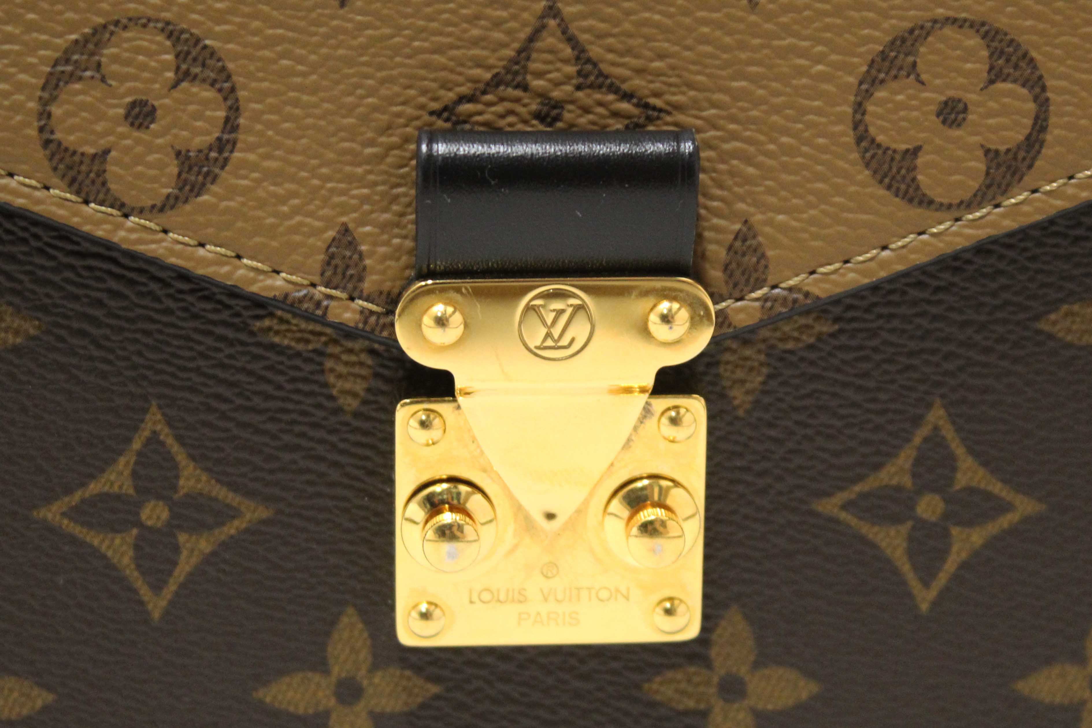 Authentic Louis Vuitton Classic Monogram Reverse Canvas Pochette Metis Bag