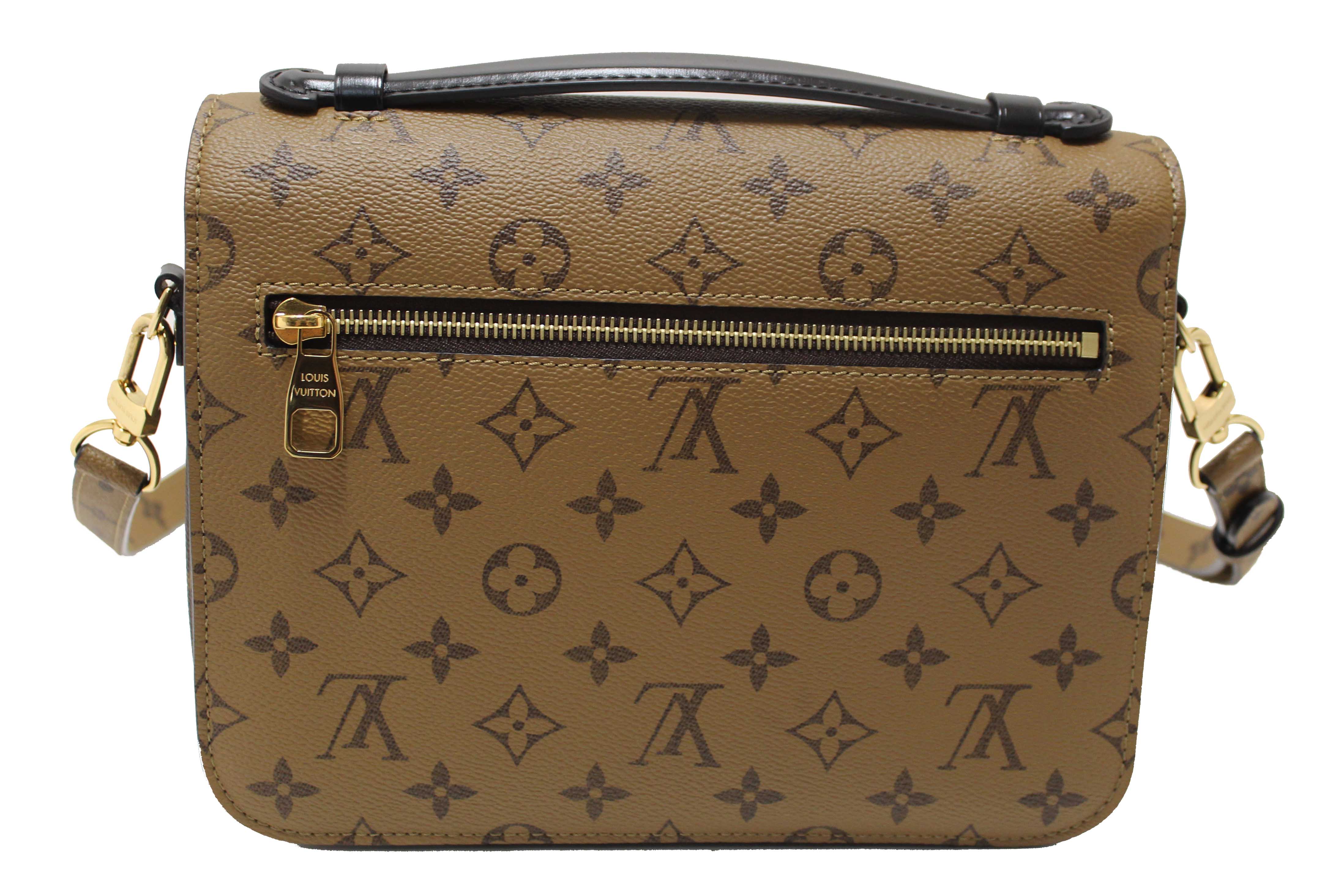 Authentic Louis Vuitton Classic Monogram Reverse Canvas Pochette Metis Bag