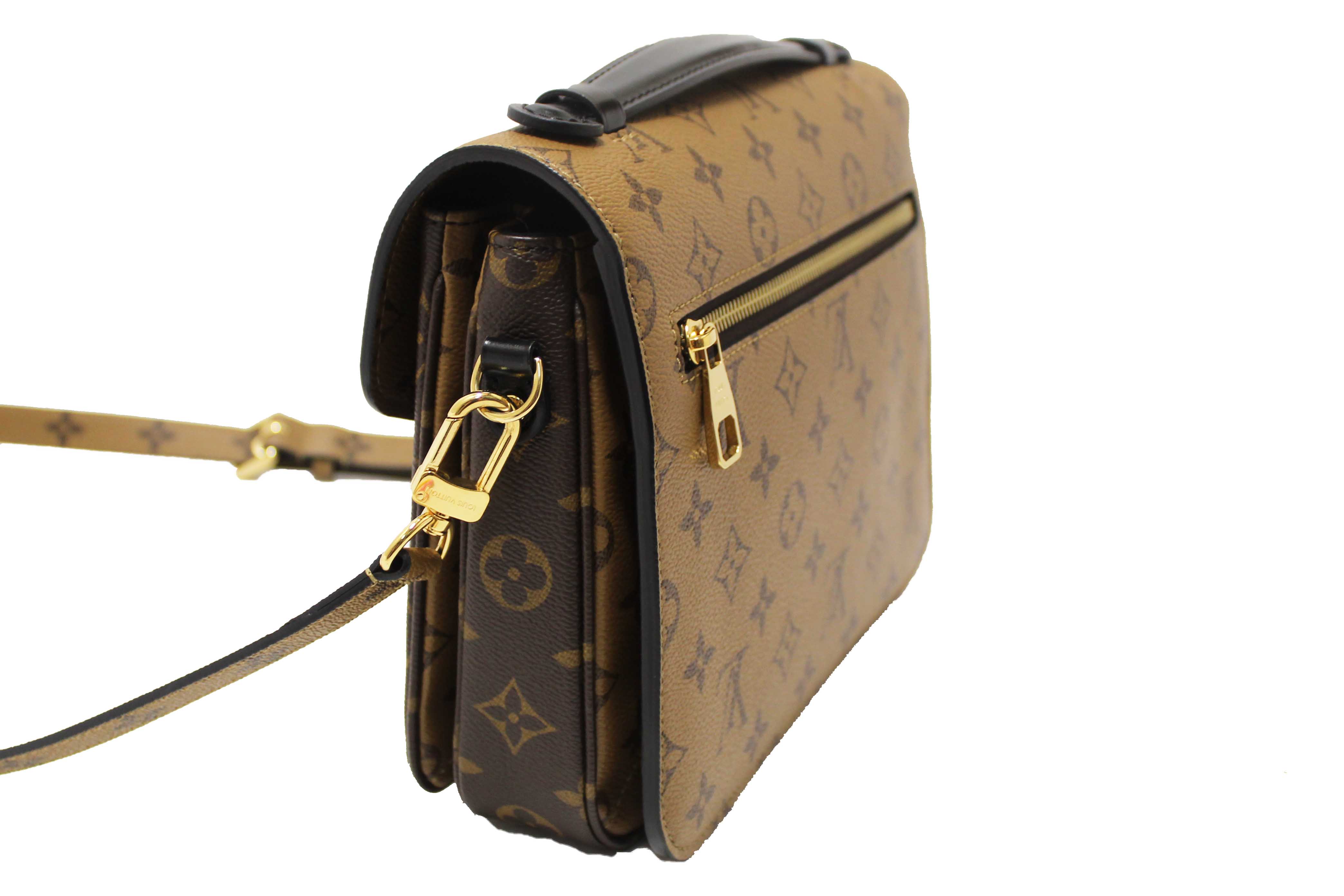 Authentic Louis Vuitton Classic Monogram Reverse Canvas Pochette Metis Bag