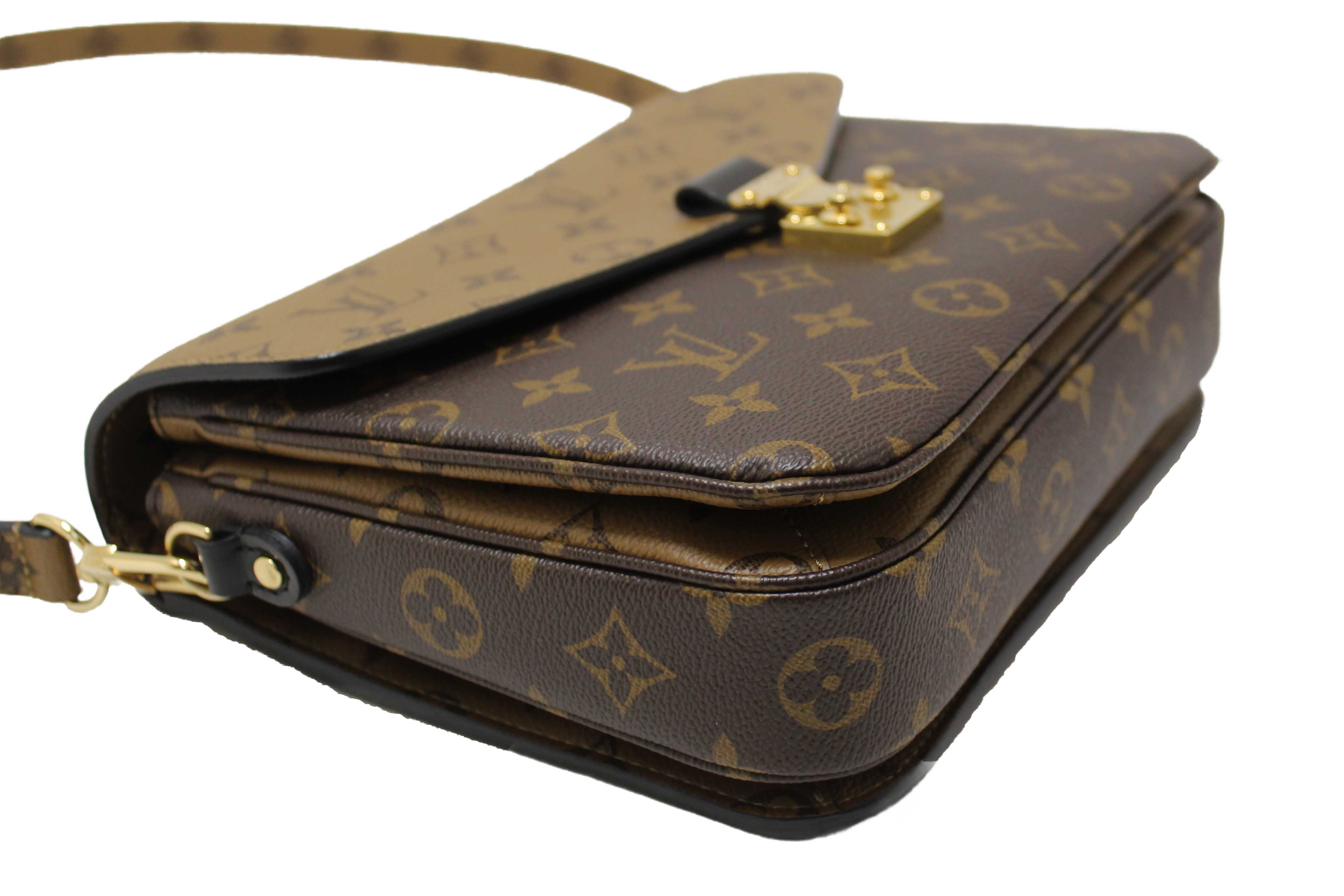 Authentic Louis Vuitton Classic Monogram Reverse Canvas Pochette Metis Bag