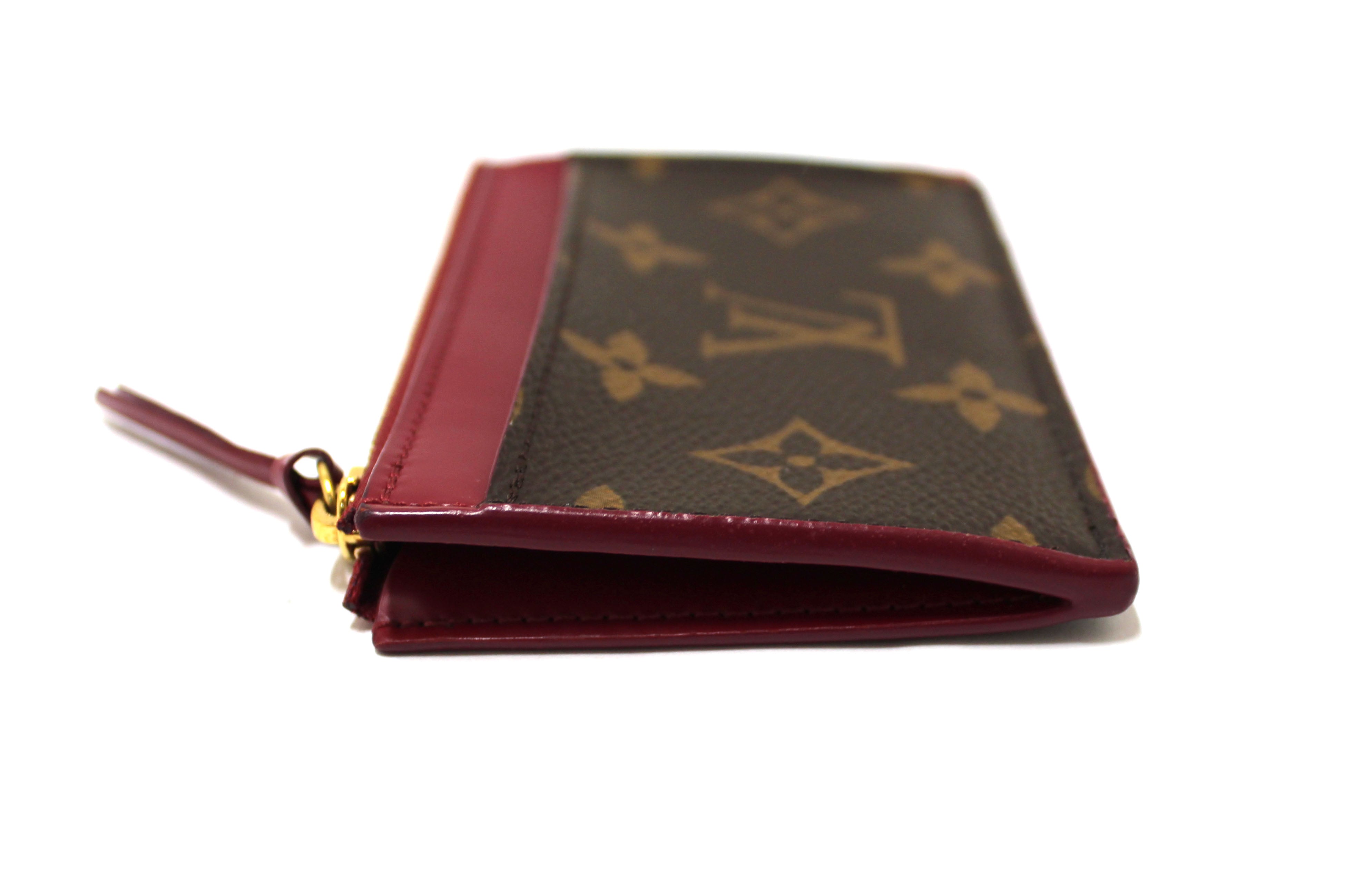 Authentic Louis Vuitton Classic Monogram and Fuchsia Zipped Card Holder