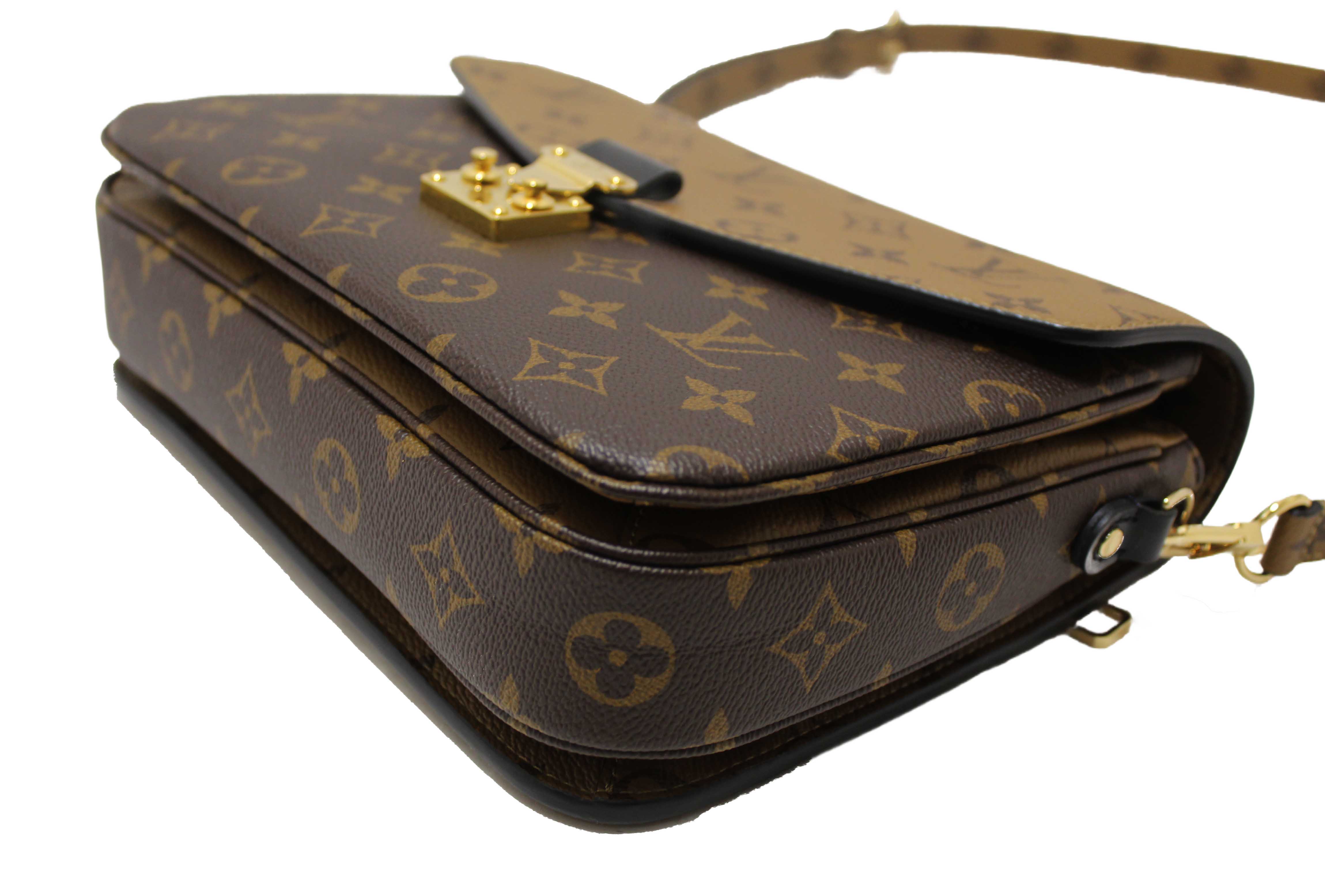 Authentic Louis Vuitton Classic Monogram Reverse Canvas Pochette Metis Bag