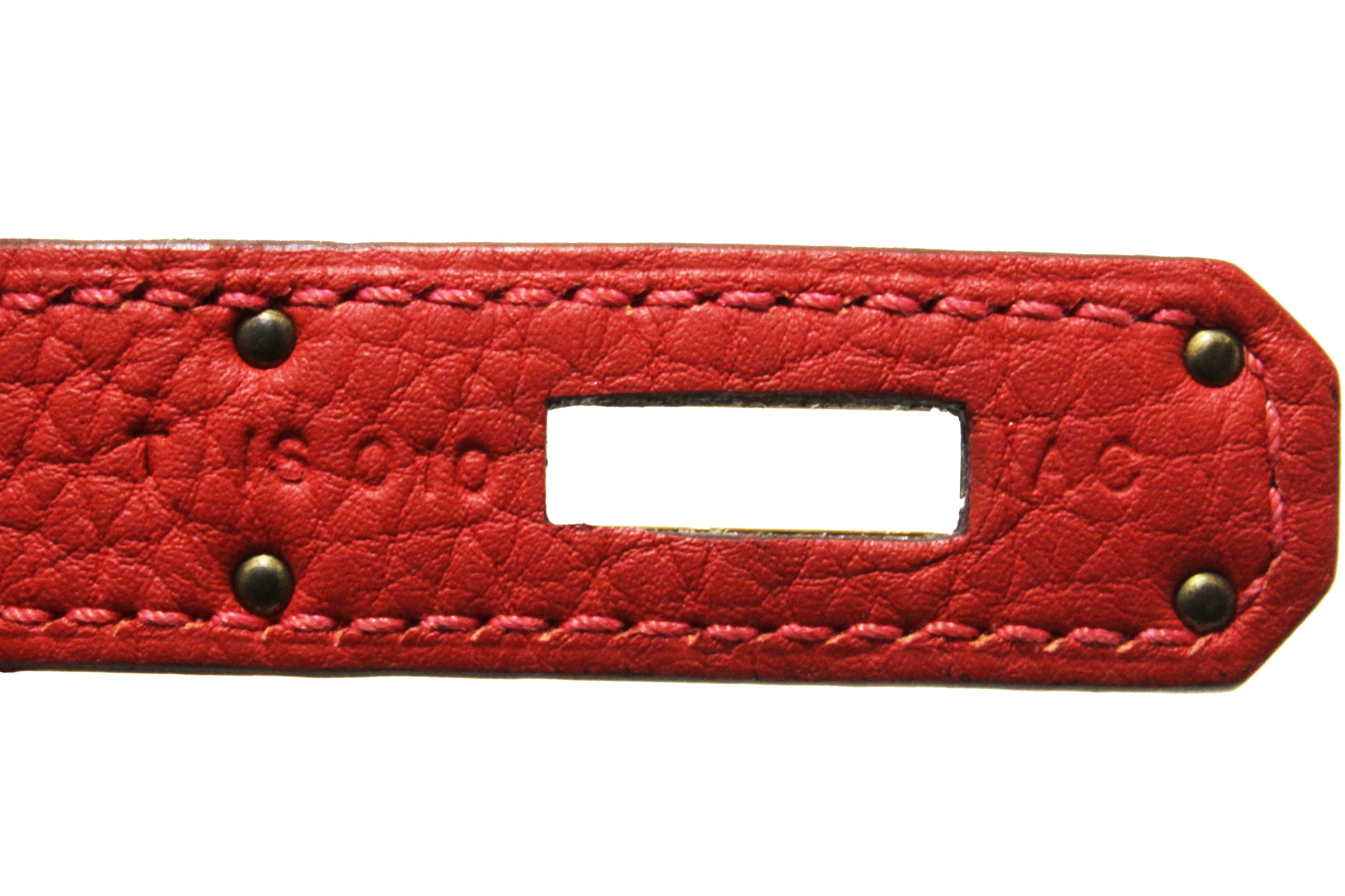 Authentic Hermes Rouge Pivoine Togo Leather Kelly Retourne 28 Handbag/Shoulder Bag