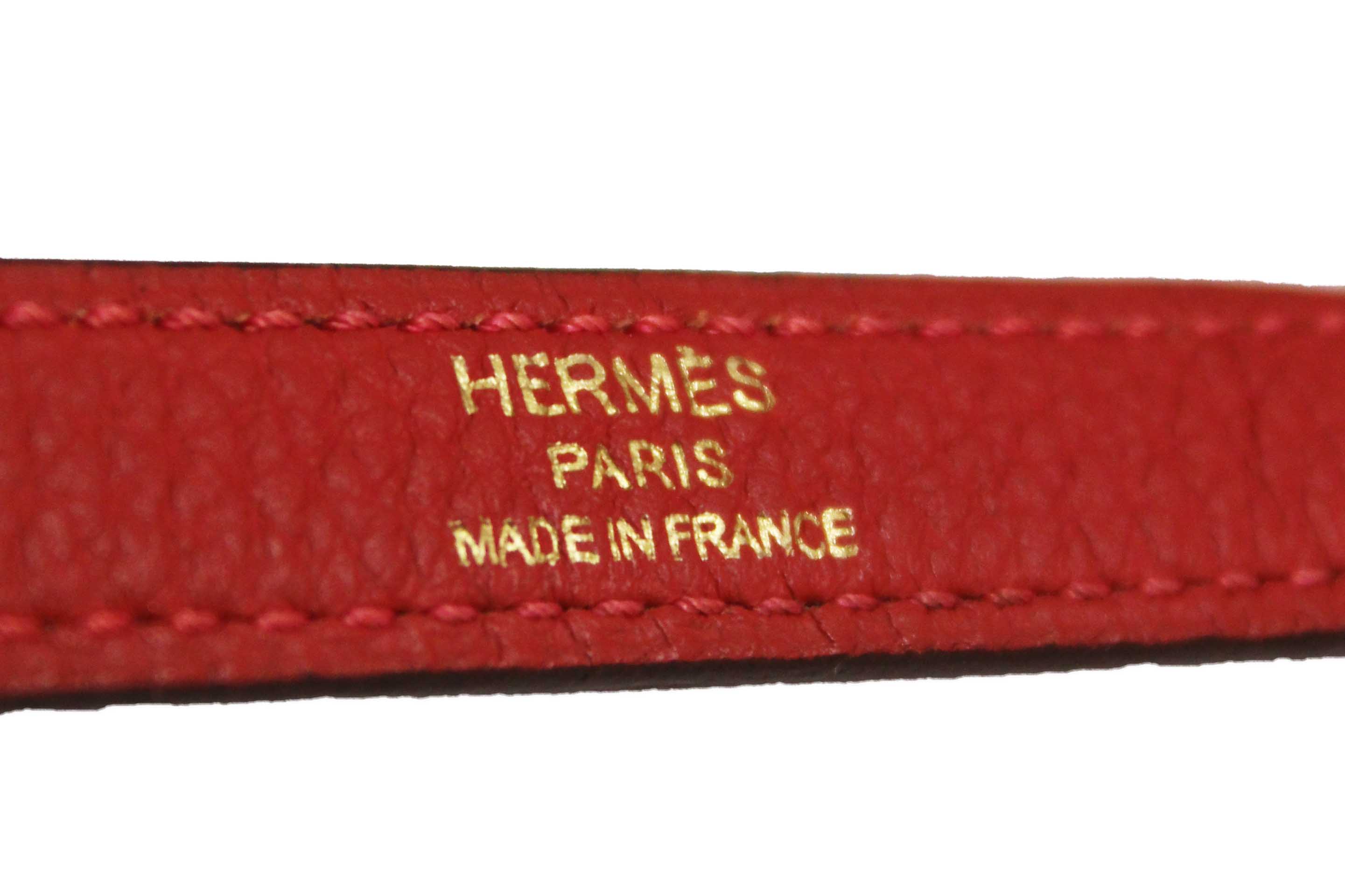 Authentic Hermes Rouge Pivoine Togo Leather Kelly Retourne 28 Handbag/Shoulder Bag