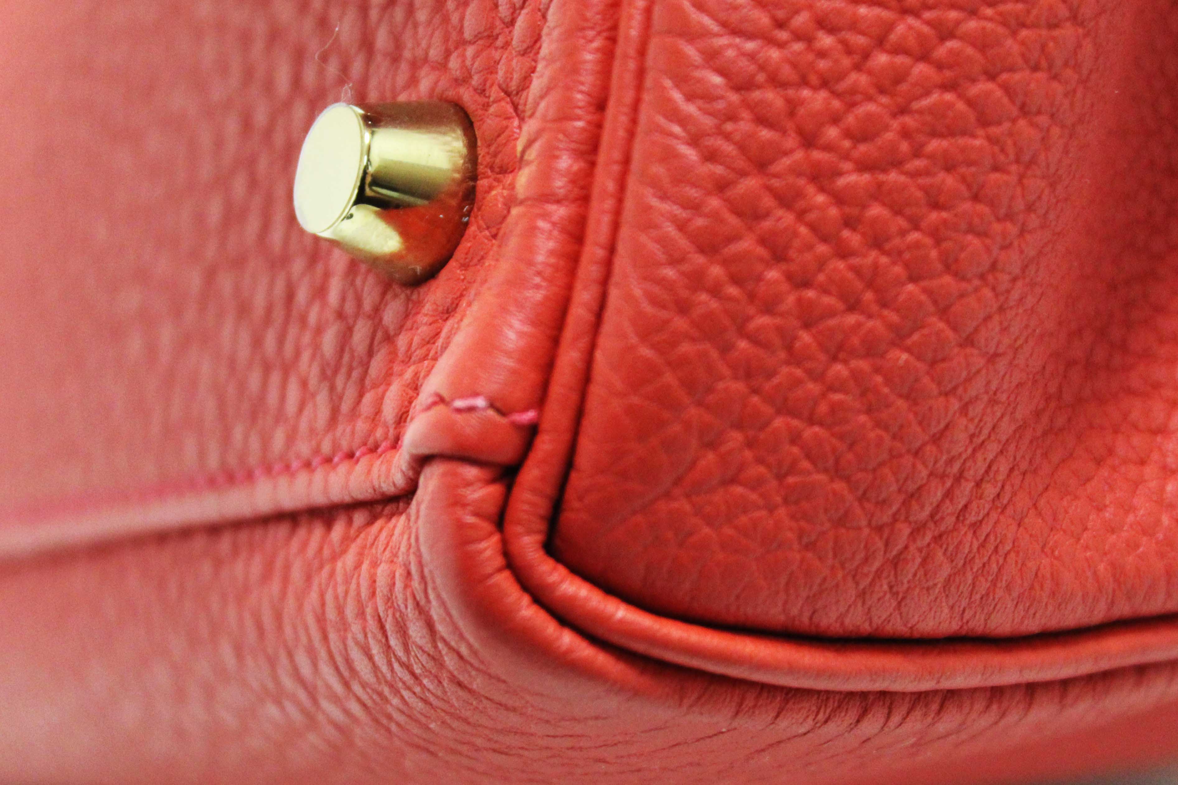 Authentic Hermes Rouge Pivoine Togo Leather Kelly Retourne 28 Handbag/Shoulder Bag