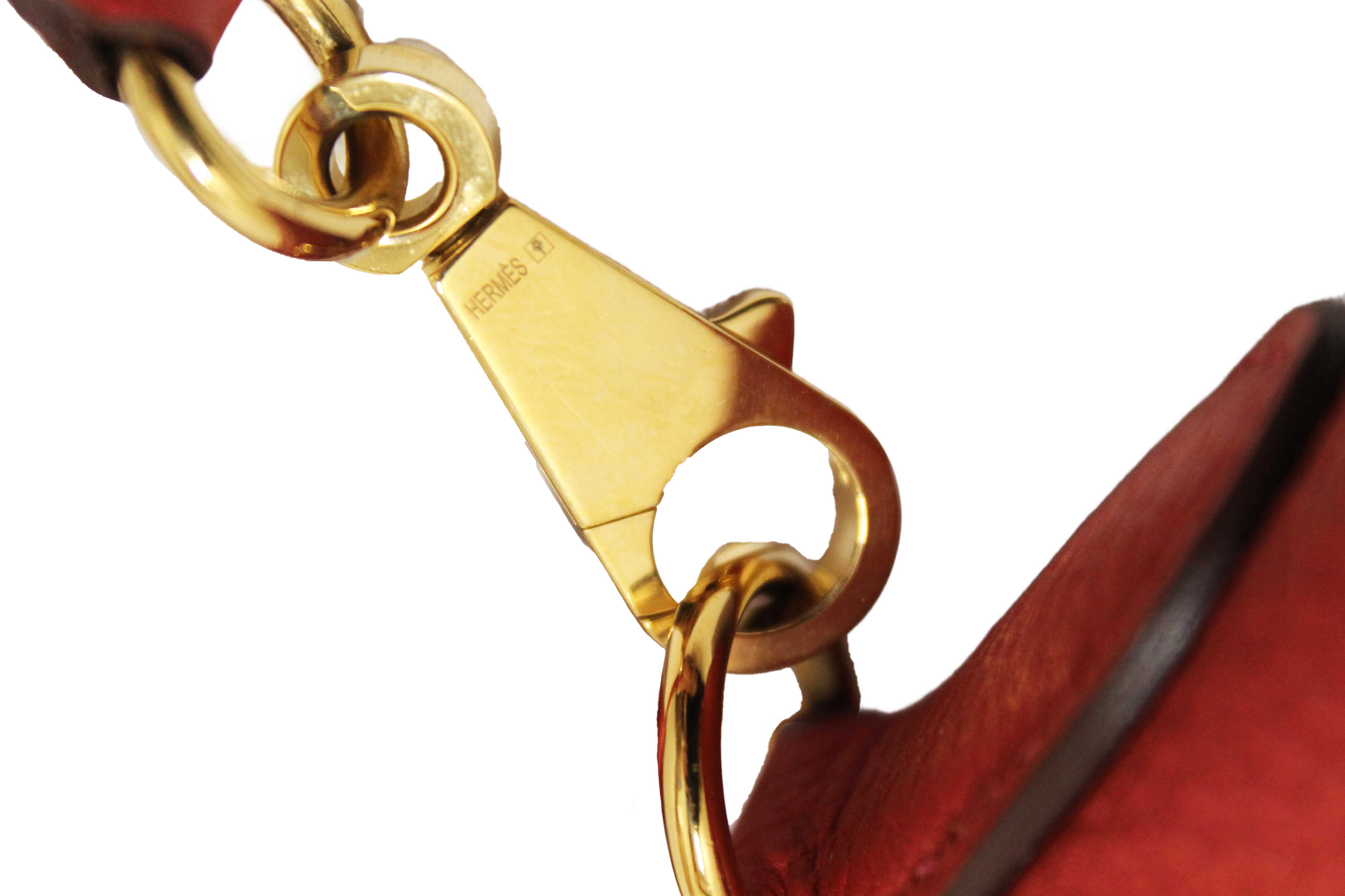 Authentic Hermes Rouge Pivoine Togo Leather Kelly Retourne 28 Handbag/Shoulder Bag