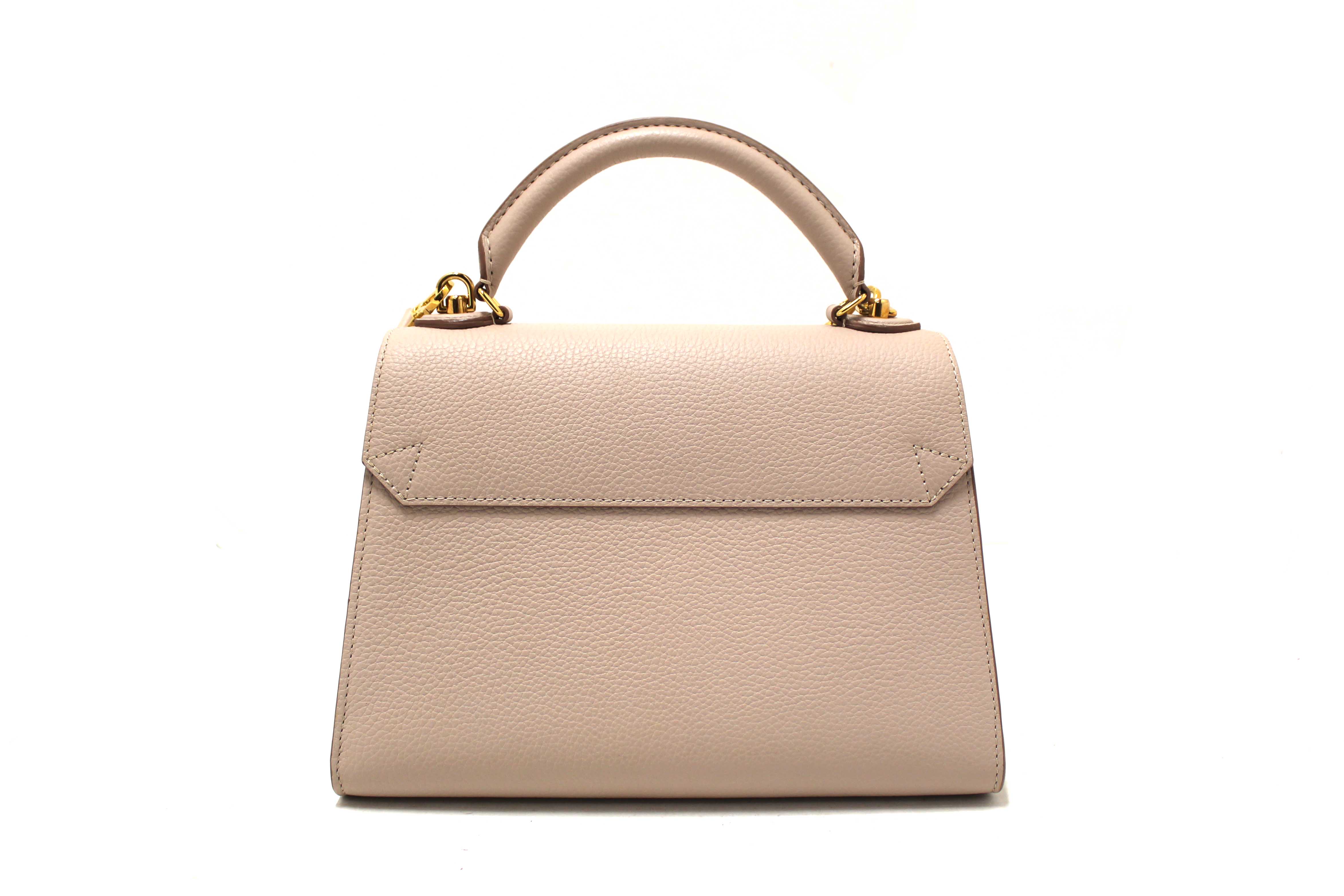 Authentic Louis Vuitton Greige Grey Taurillon Leather Twist One Handle MM Bag