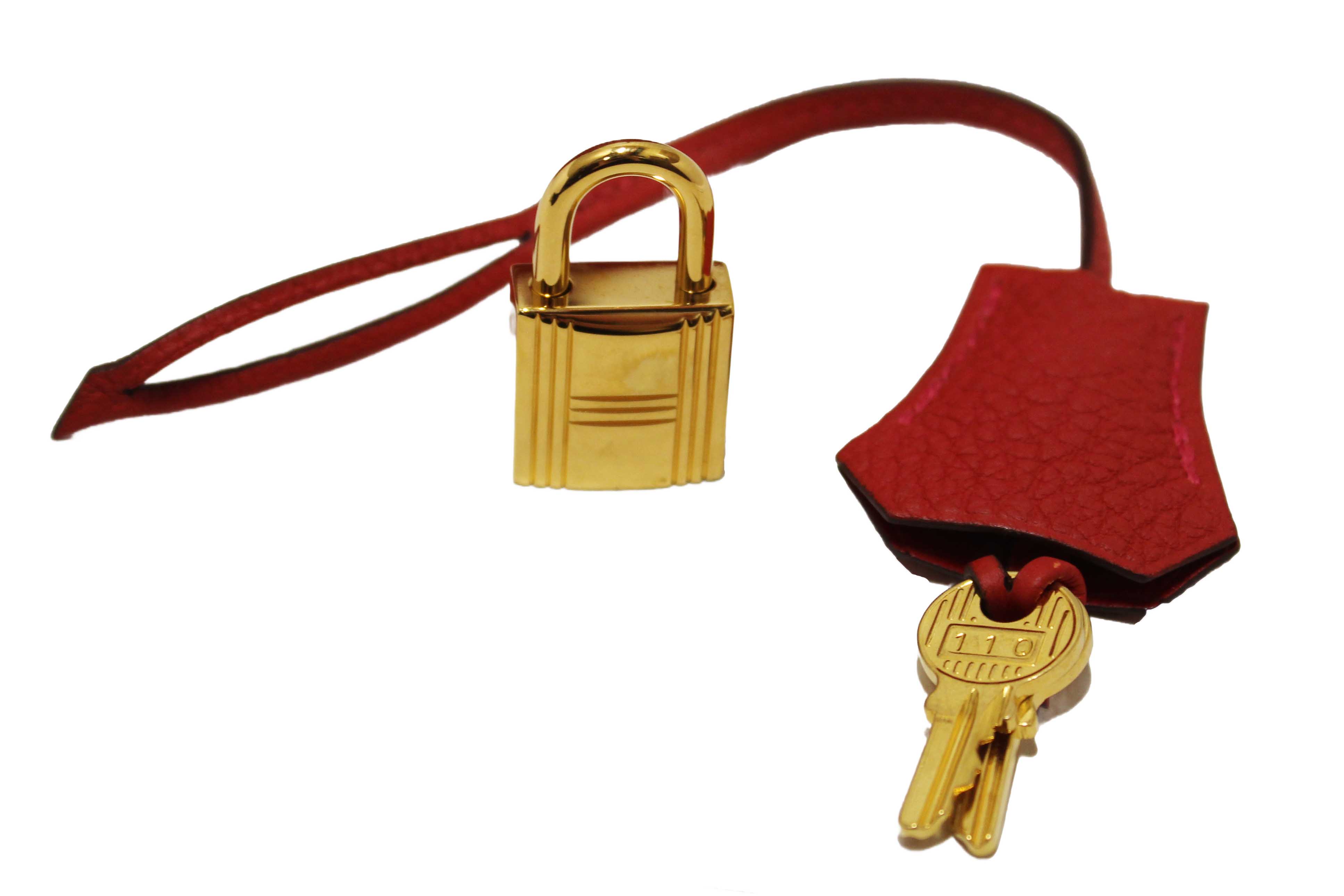 Authentic Hermes Rouge Pivoine Togo Leather Kelly Retourne 28 Handbag/Shoulder Bag