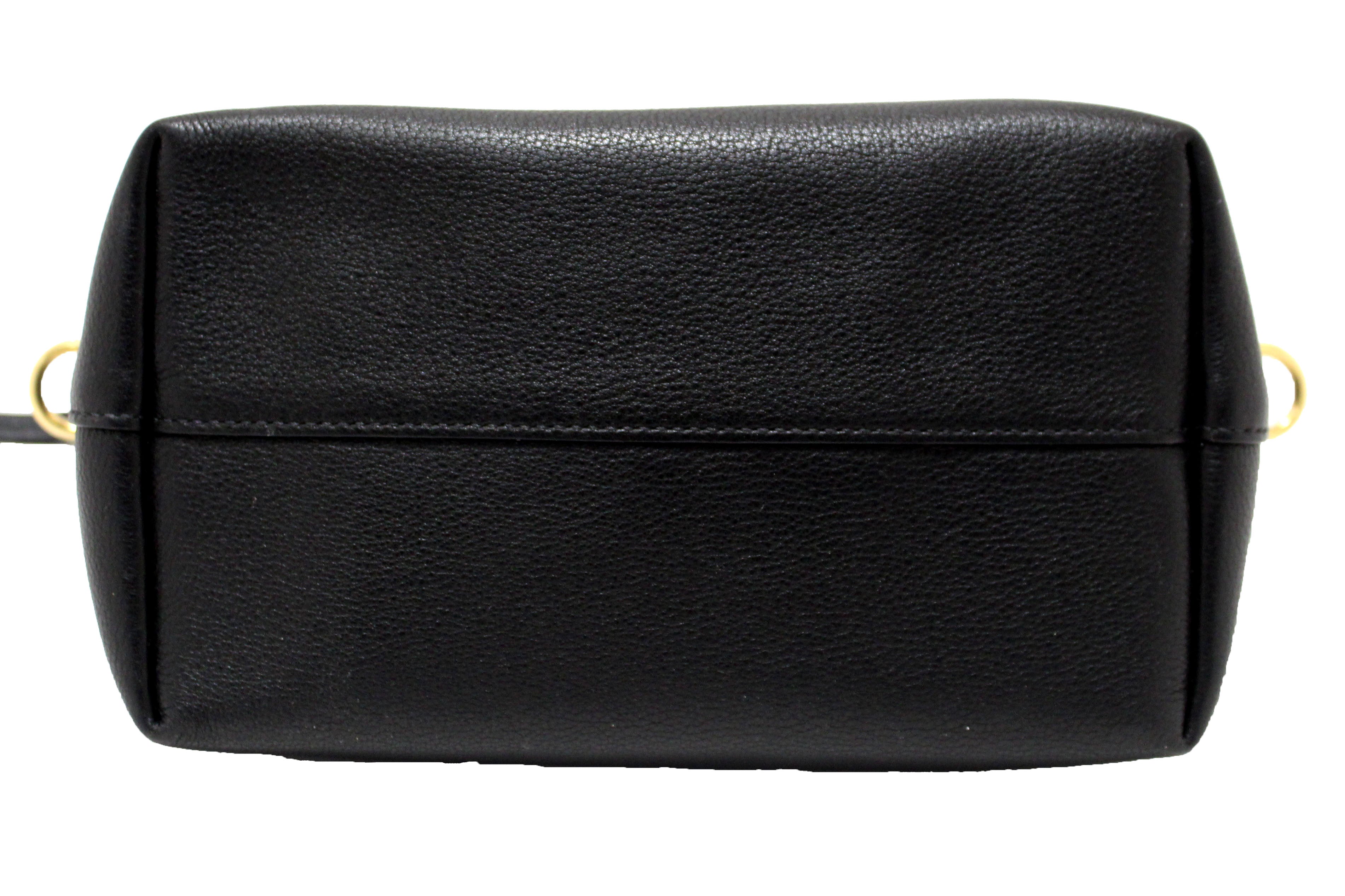 Authentic Prada Black Soft Leather Small Zipper Tote Bag