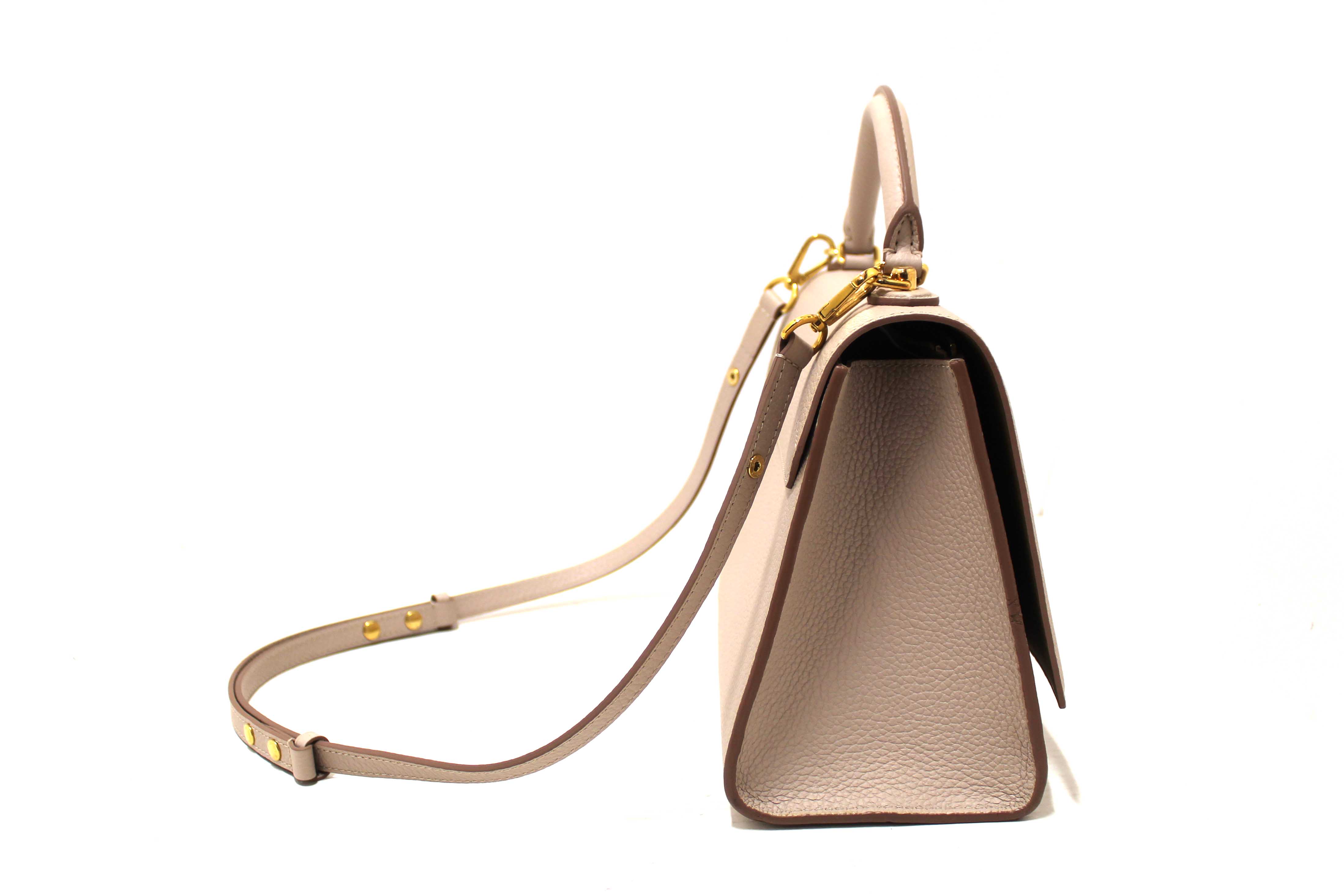 Authentic Louis Vuitton Greige Grey Taurillon Leather Twist One Handle MM Bag