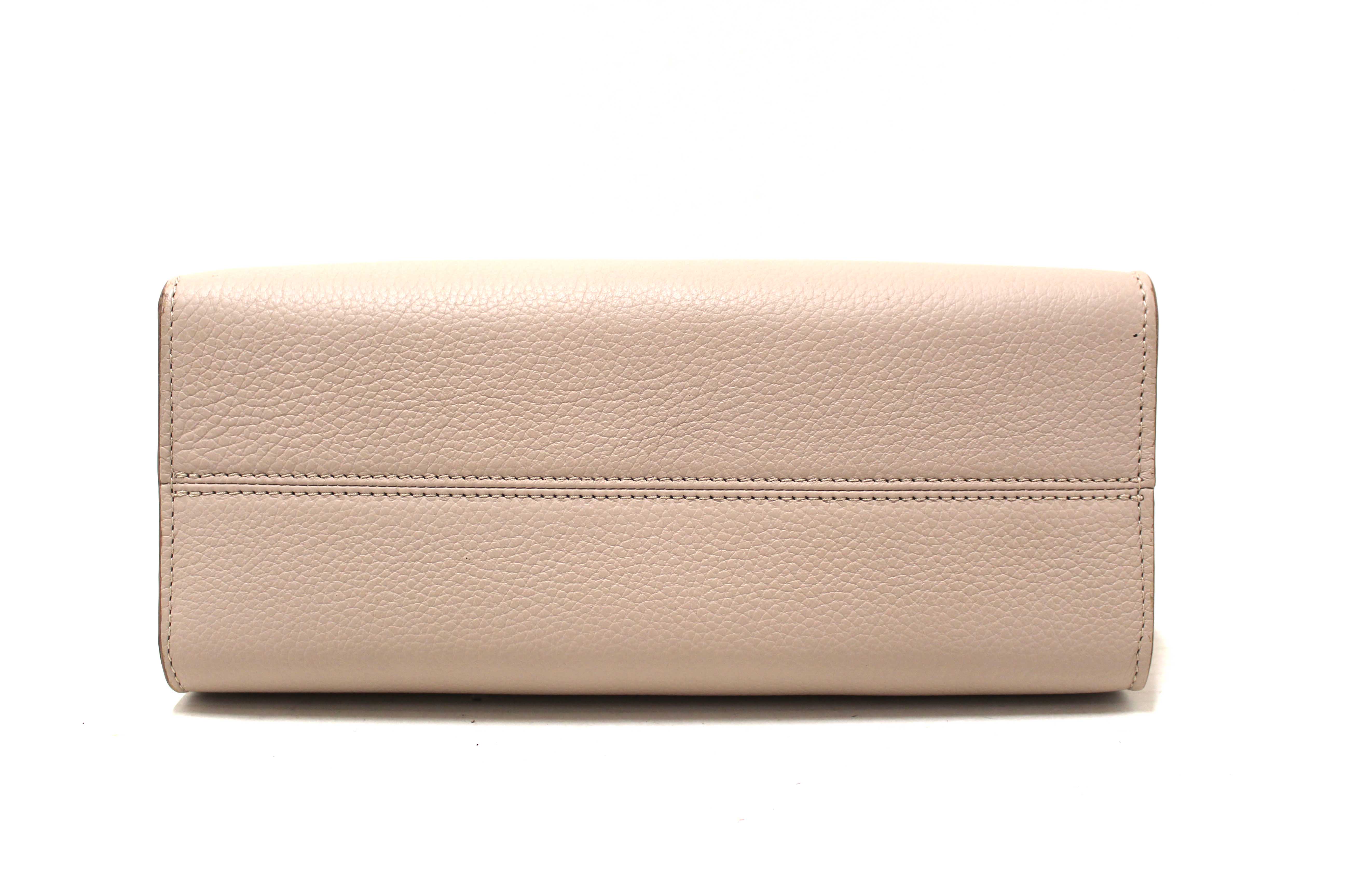 Authentic Louis Vuitton Greige Grey Taurillon Leather Twist One Handle MM Bag