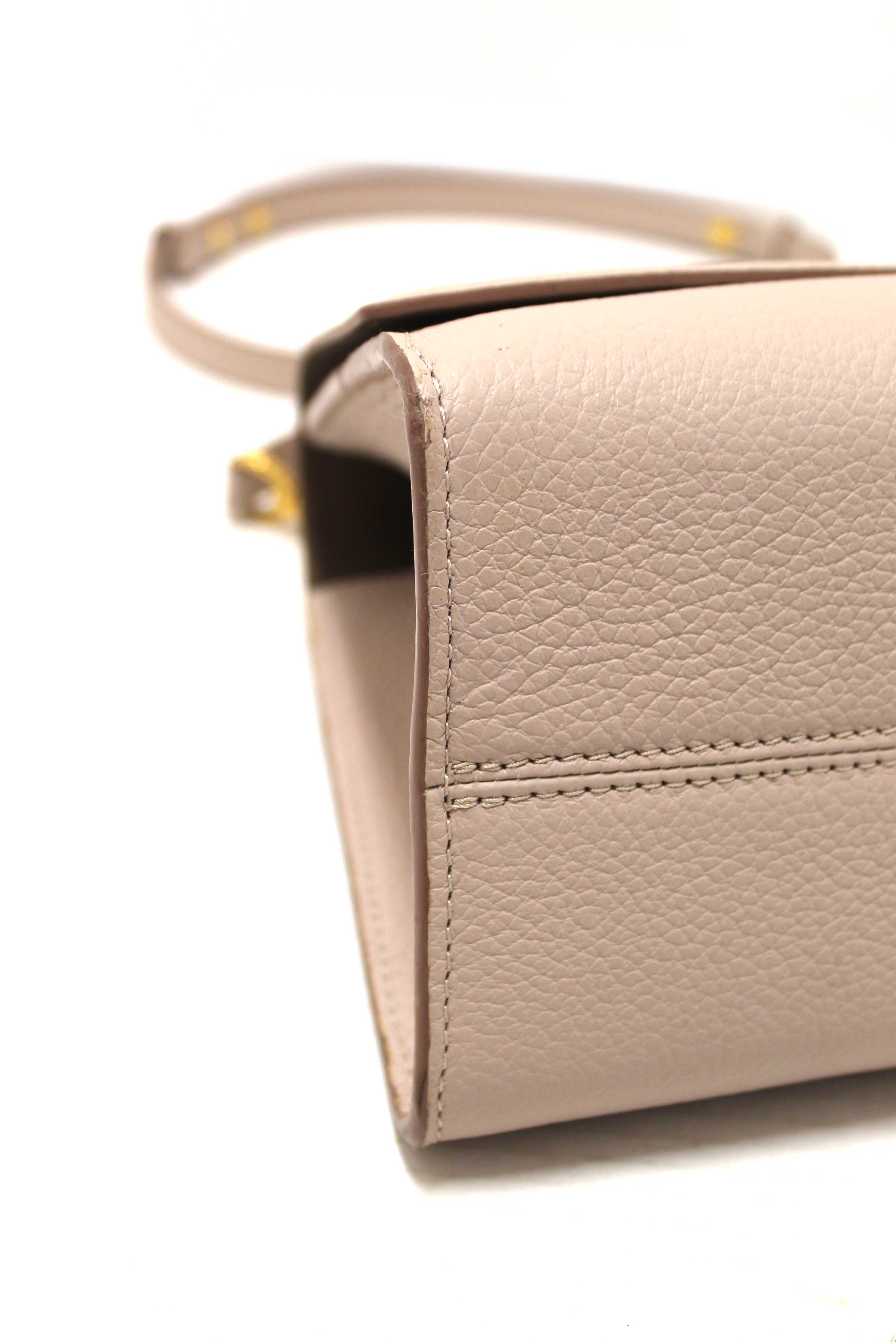 Authentic Louis Vuitton Greige Grey Taurillon Leather Twist One Handle MM Bag