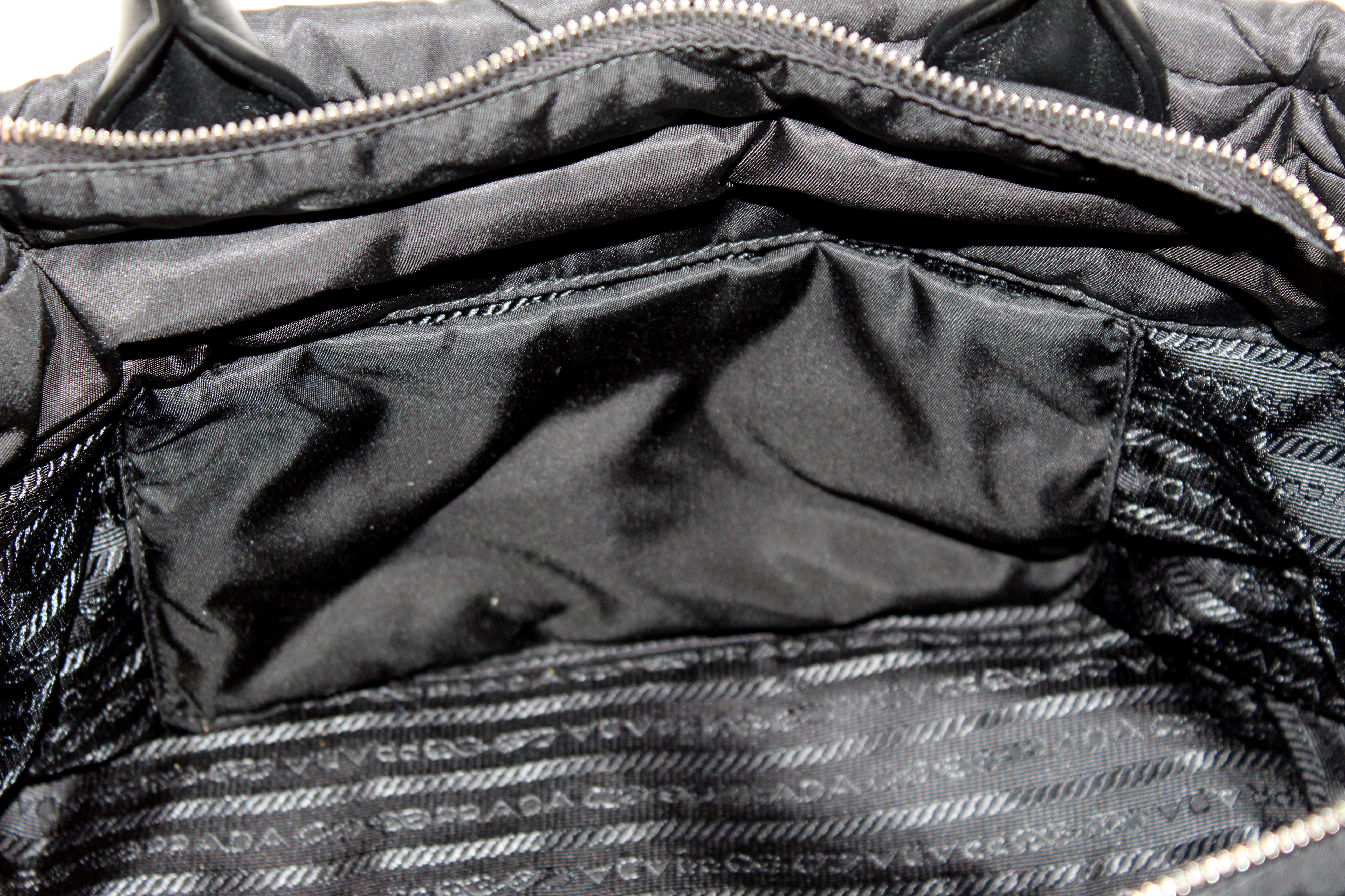 Authentic Prada Black Re-Nylon Padded Small Tote Bag