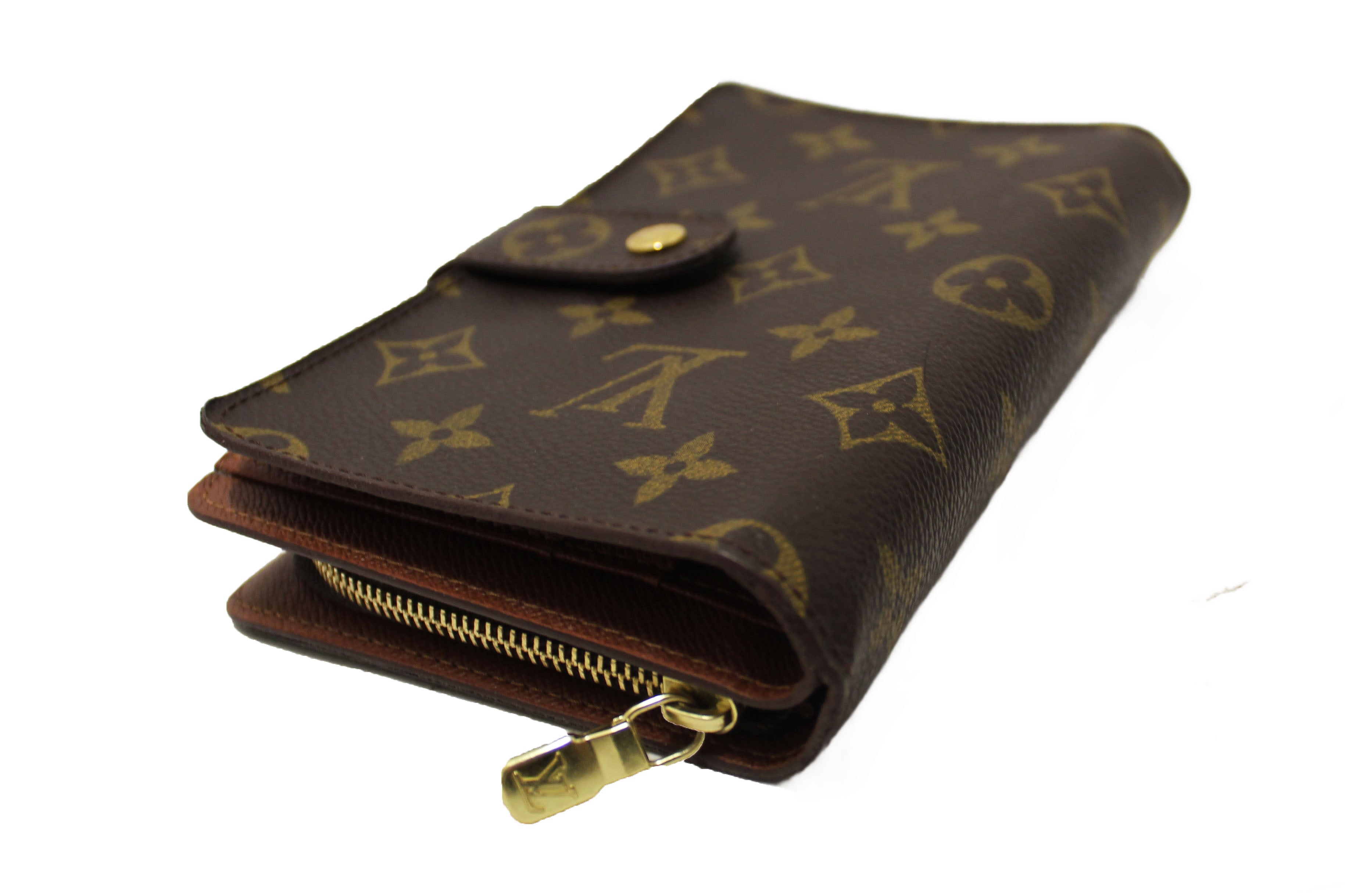 Authentic Louis Vuitton Monogram Vintage Porte Papier Zipper Wallet with Insert