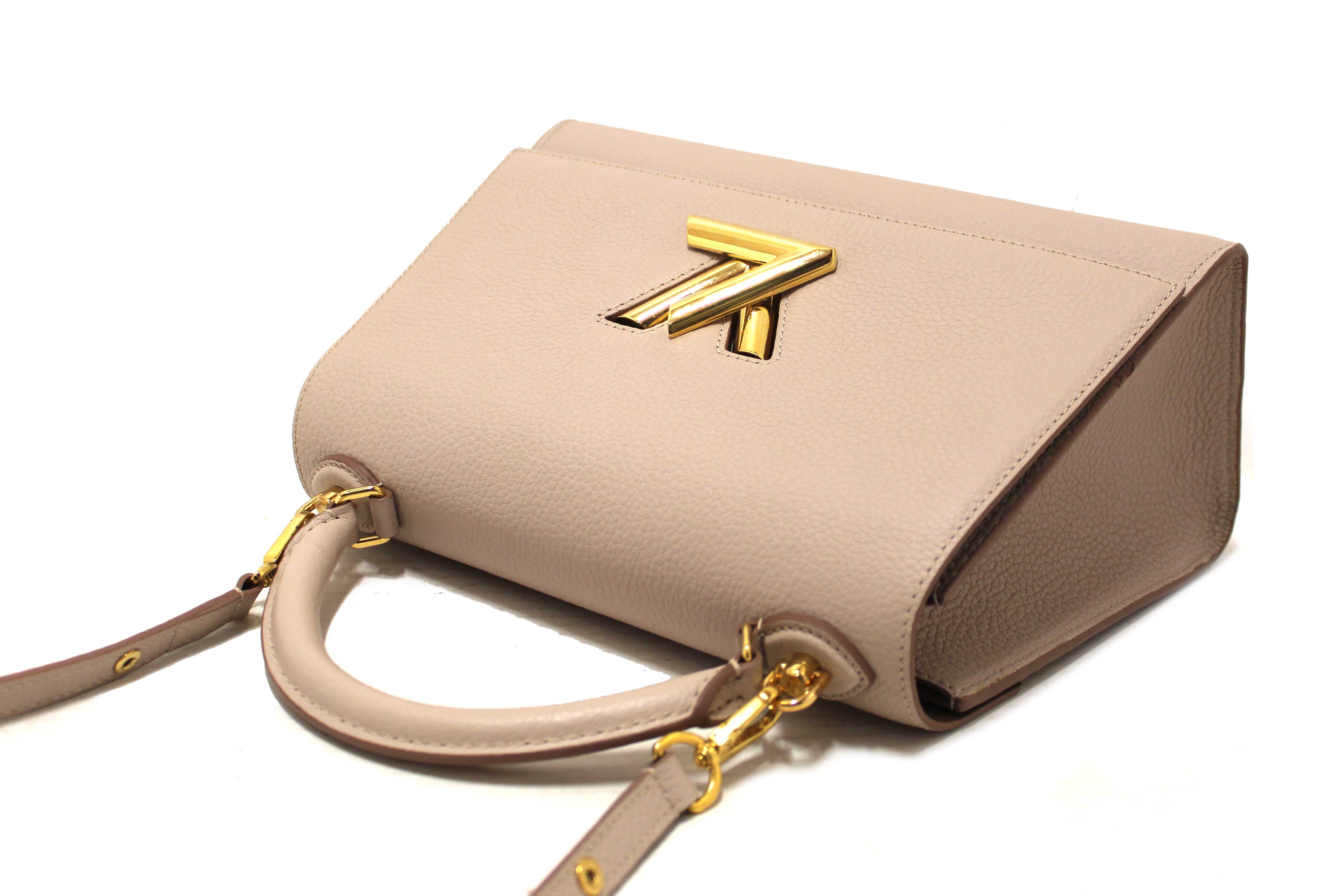Authentic Louis Vuitton Greige Grey Taurillon Leather Twist One Handle MM Bag
