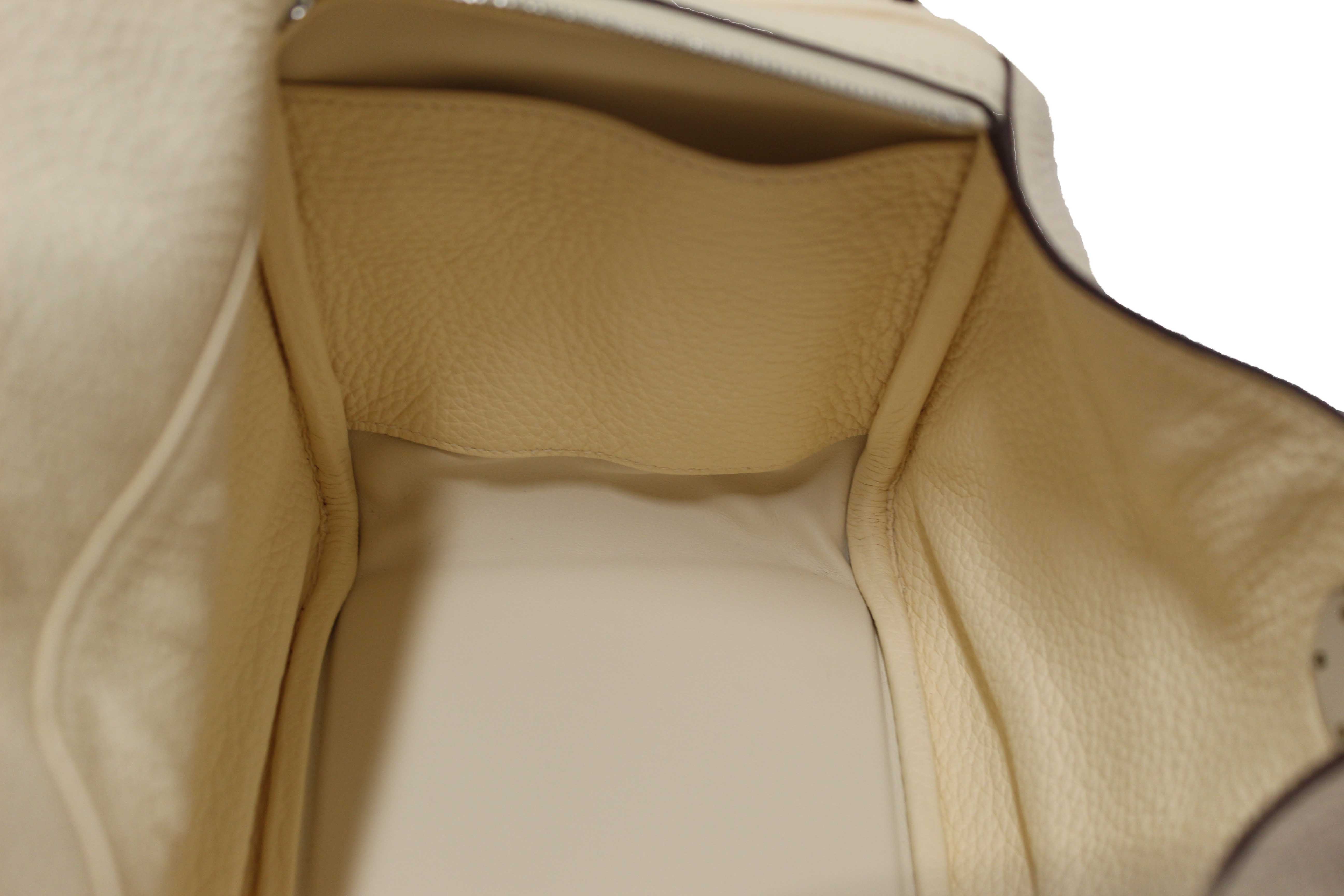 Authentic Hermes White Togo Leather Lindy 26 Handbag/Shoulder Bag