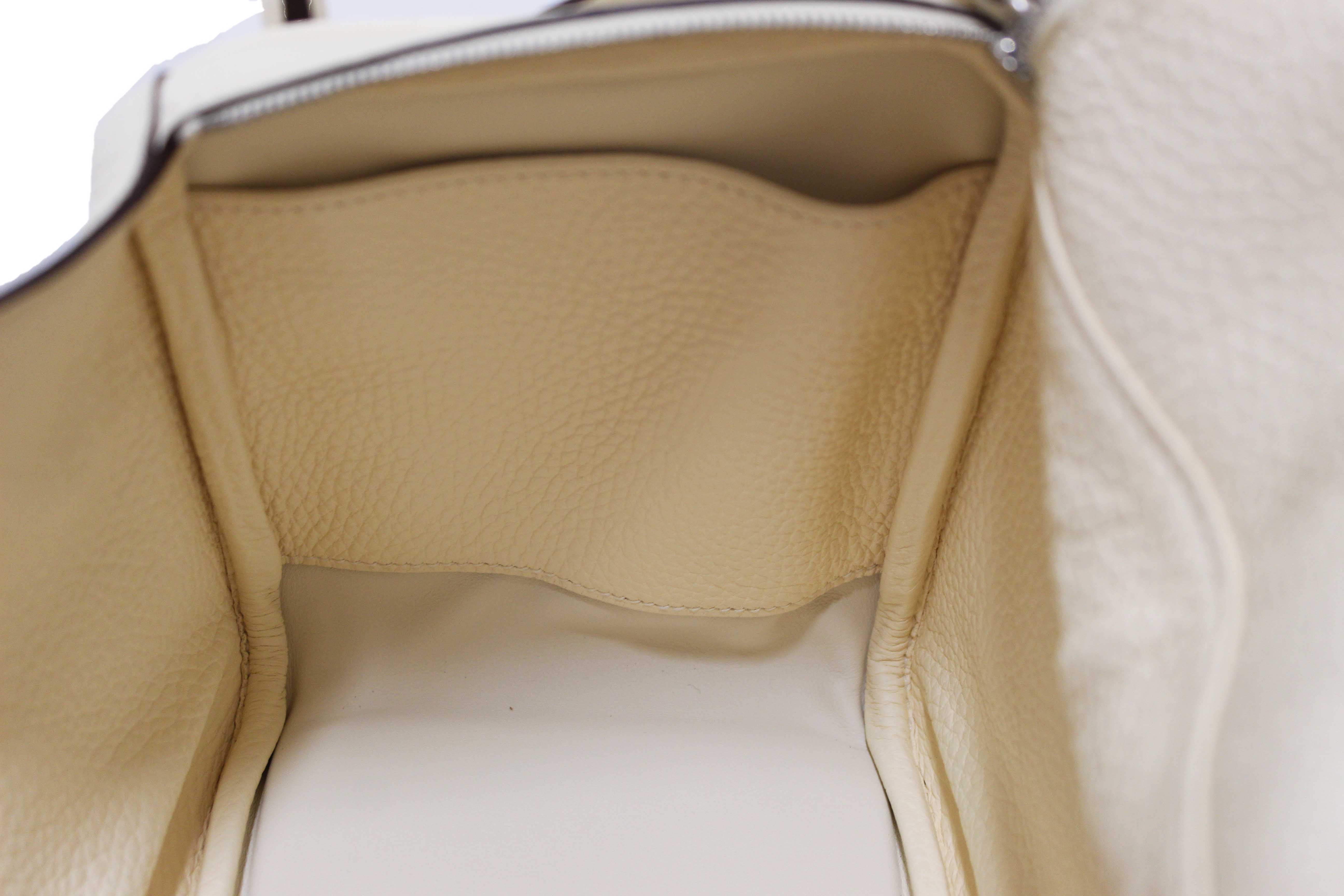 Authentic Hermes White Togo Leather Lindy 26 Handbag/Shoulder Bag