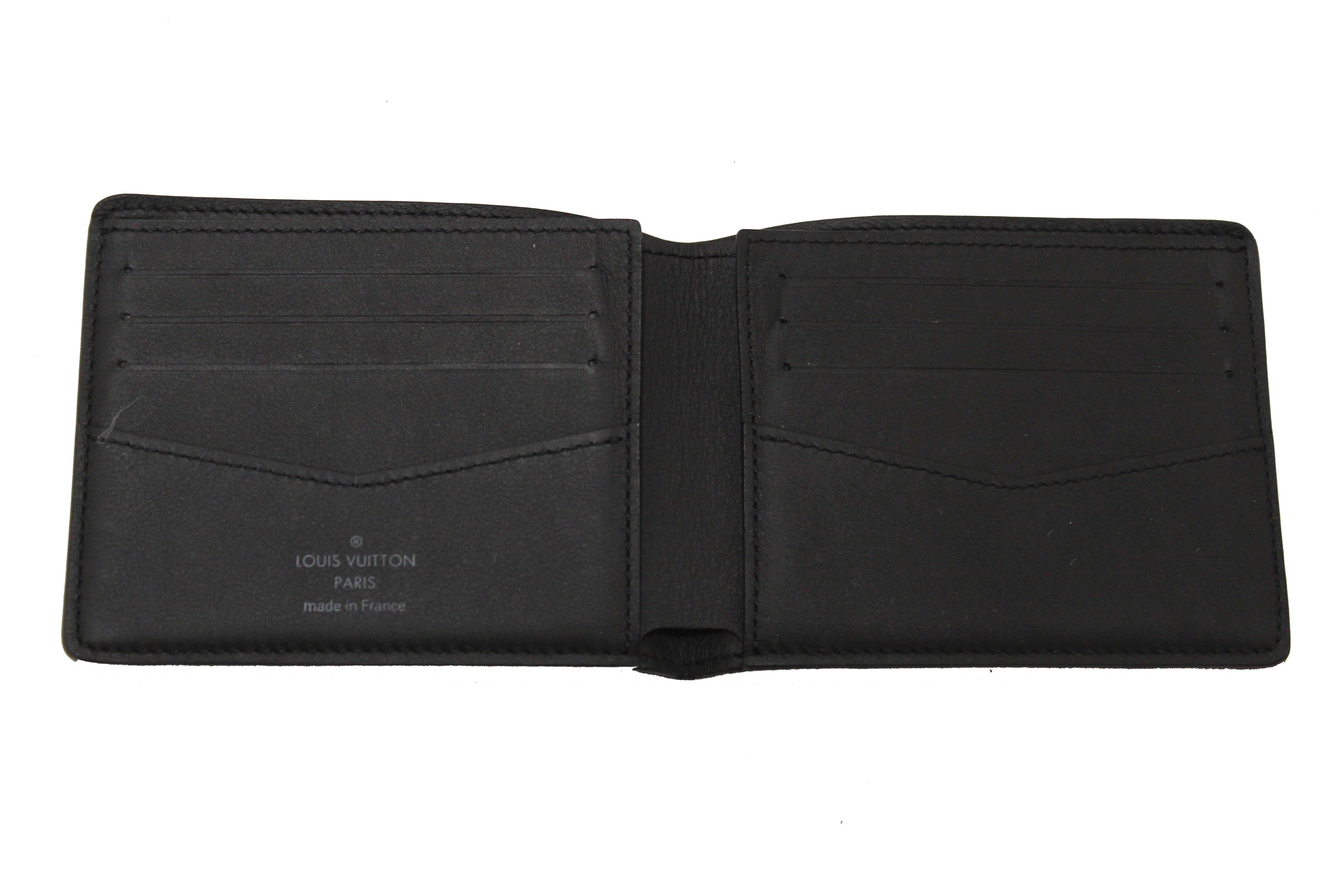 Authentic Louis Vuitton Black Cowhide Faded Monogram Slender Men Wallet