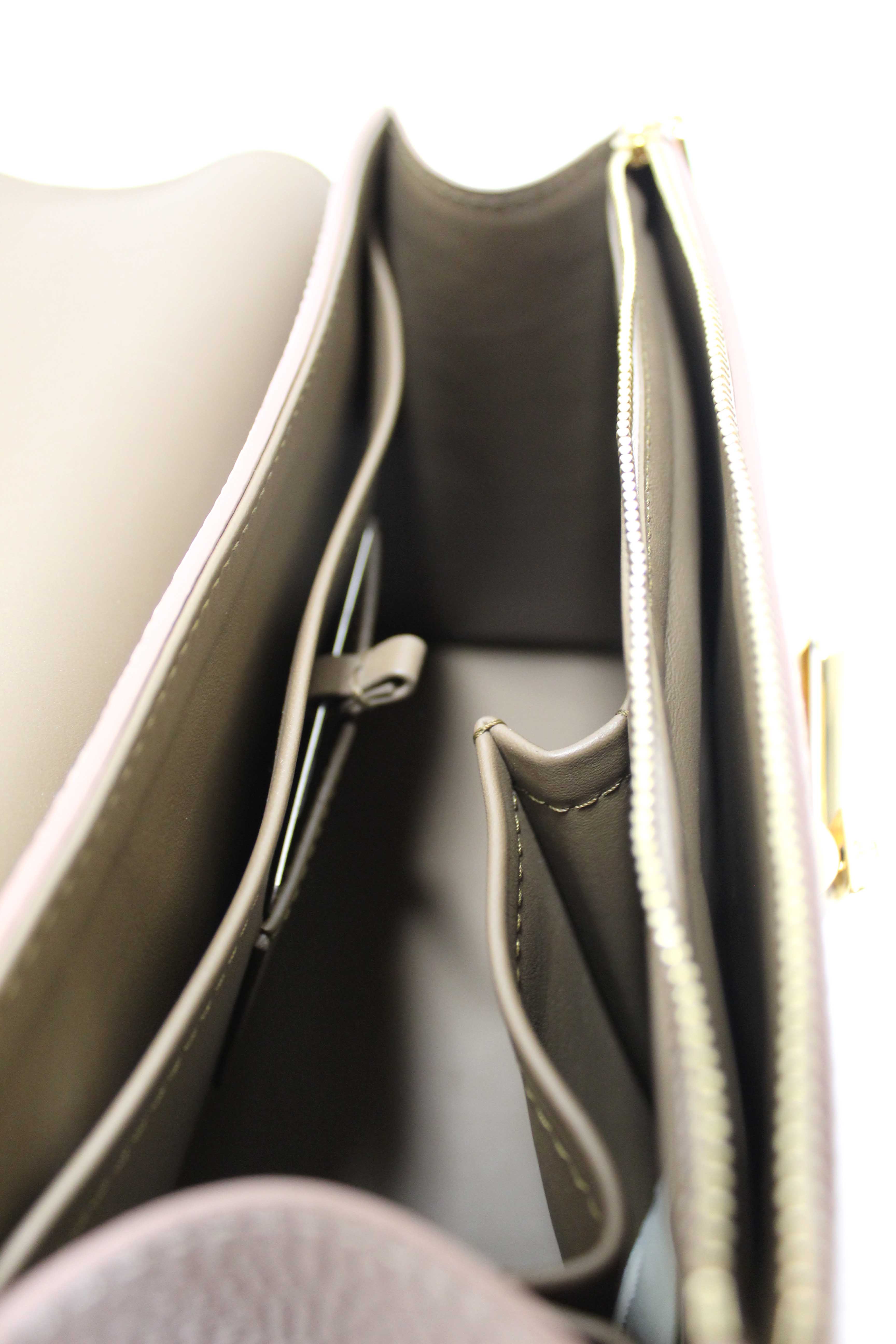 Authentic Louis Vuitton Greige Grey Taurillon Leather Twist One Handle MM Bag