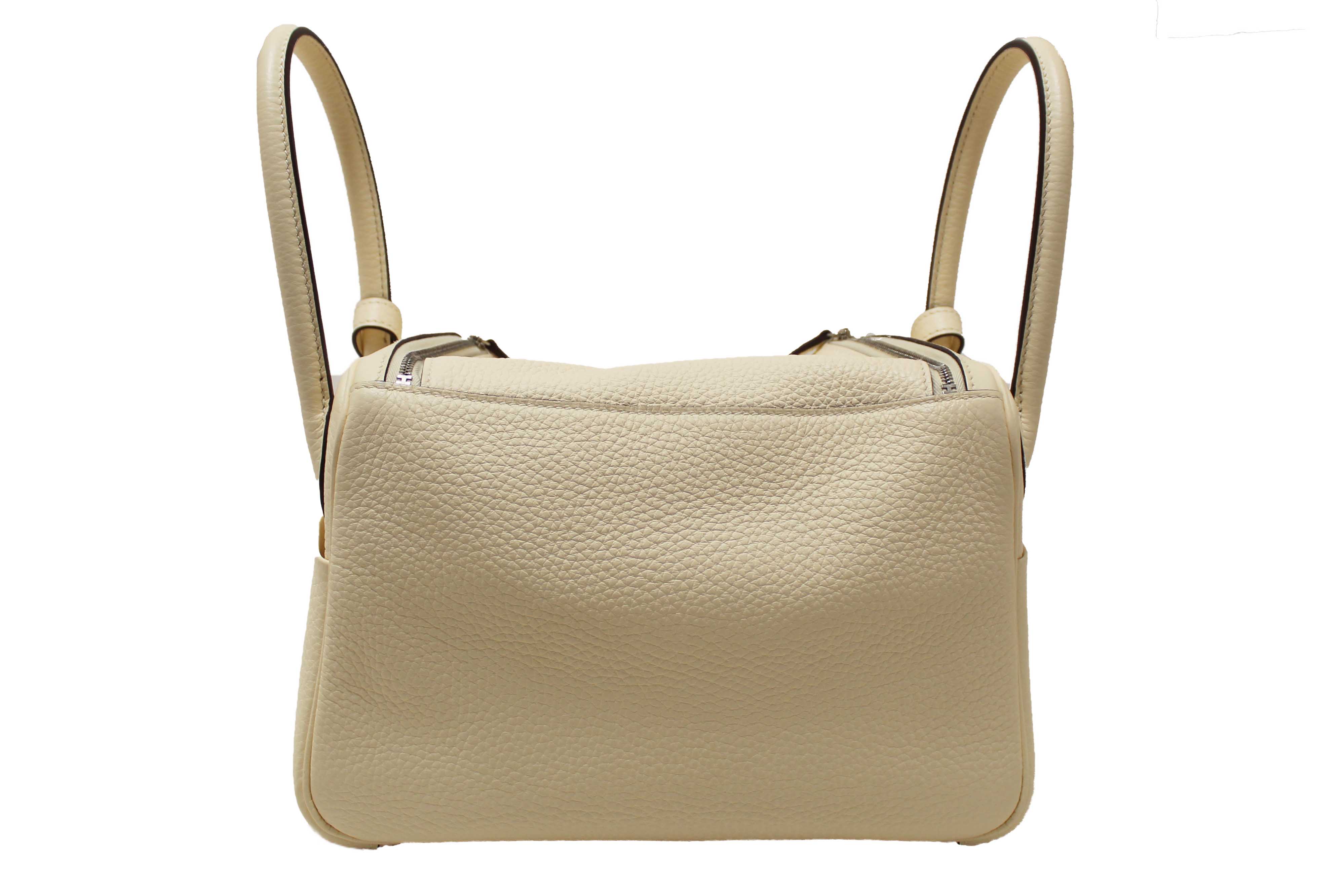 Authentic Hermes White Togo Leather Lindy 26 Handbag/Shoulder Bag