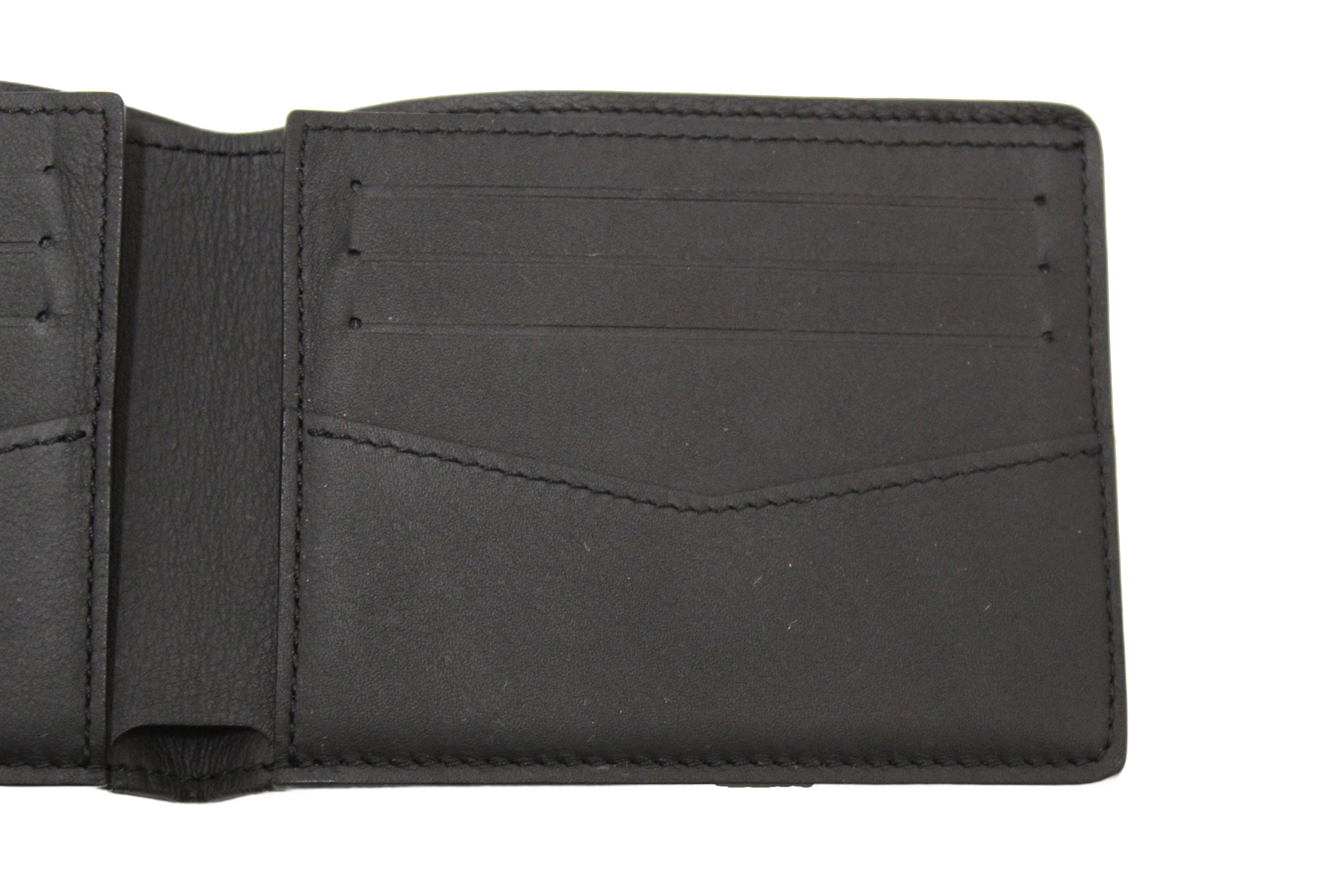 Authentic Louis Vuitton Black Cowhide Faded Monogram Slender Men Wallet