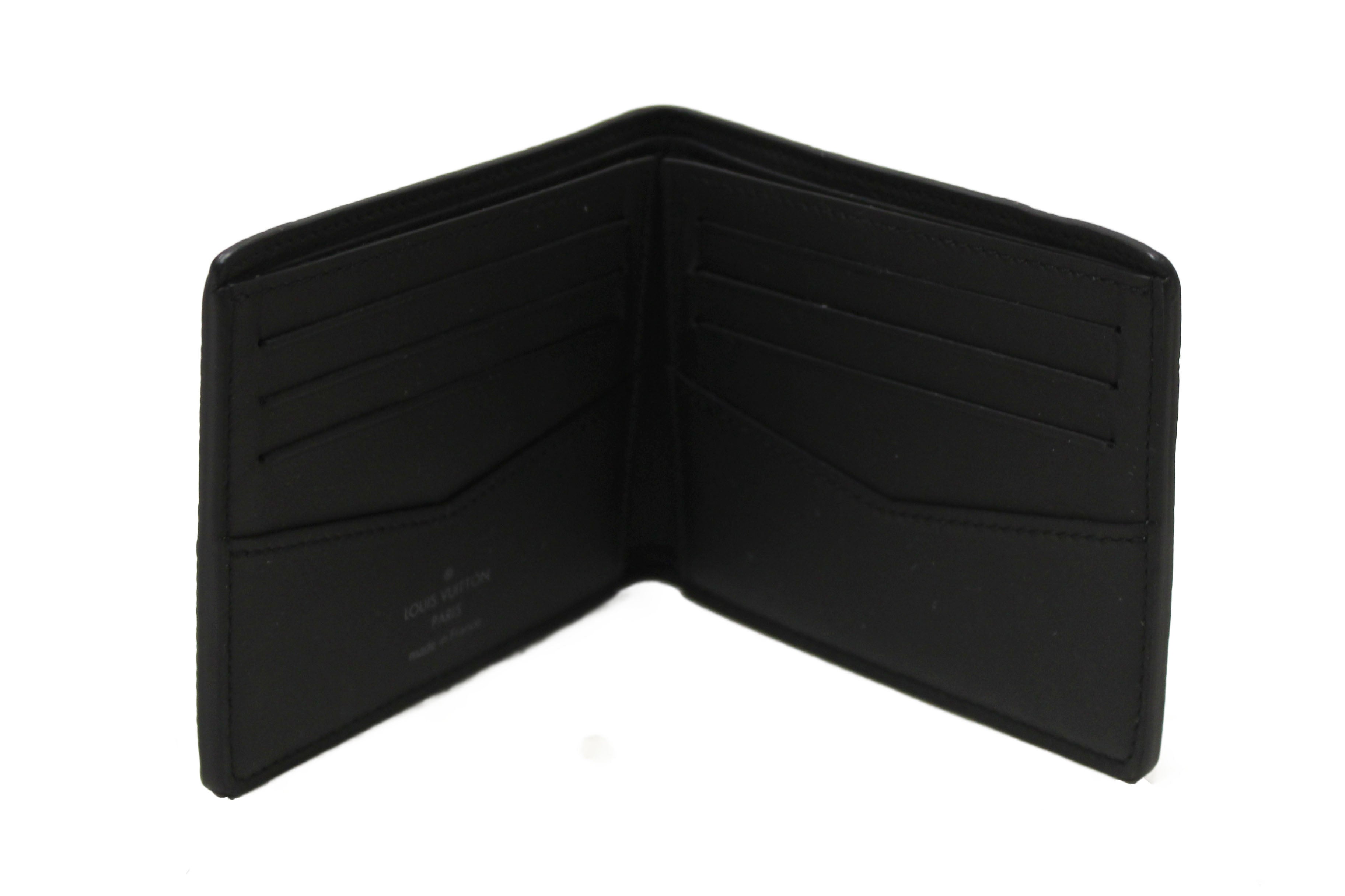 Authentic Louis Vuitton Black Cowhide Faded Monogram Slender Men Wallet