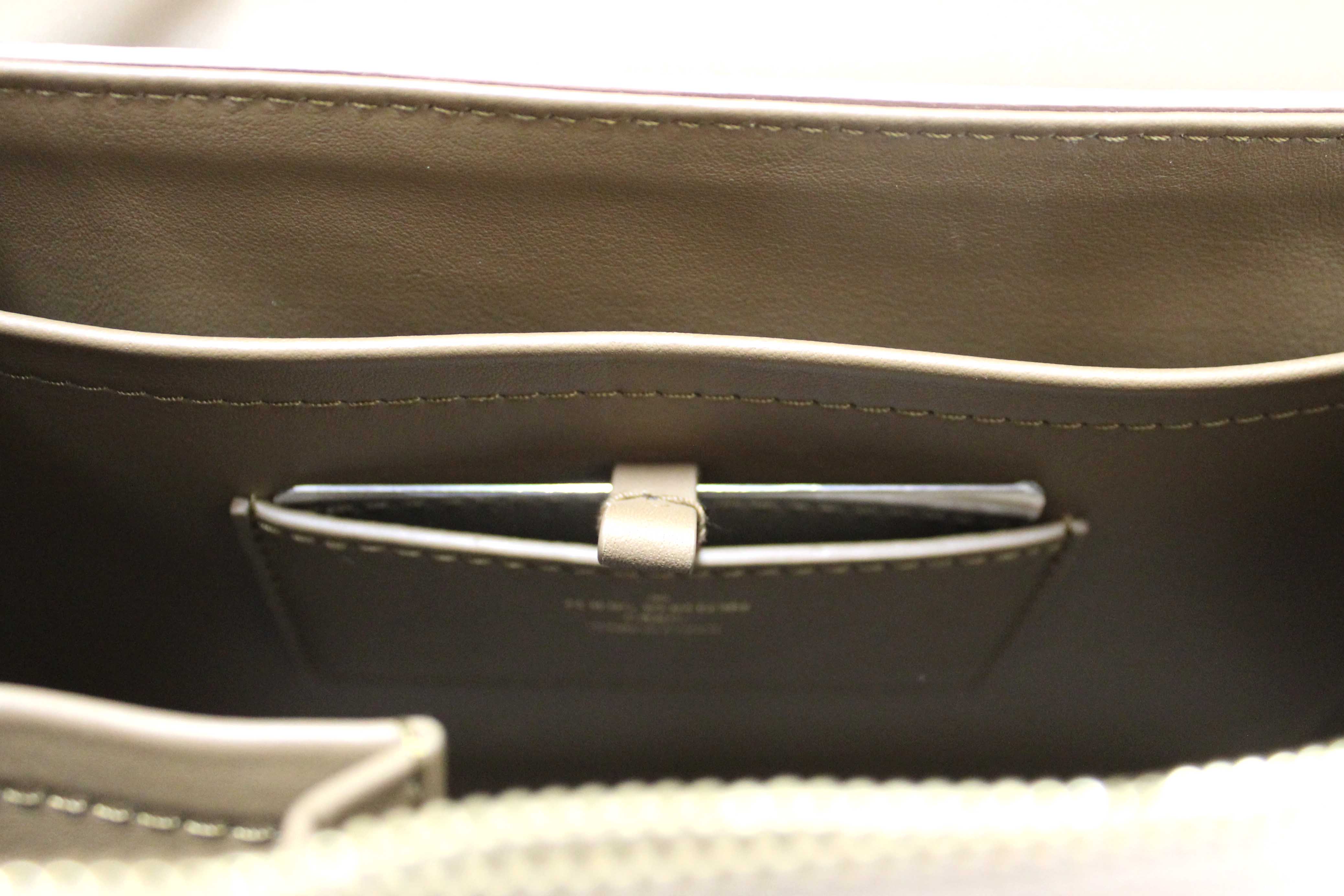 Authentic Louis Vuitton Greige Grey Taurillon Leather Twist One Handle MM Bag