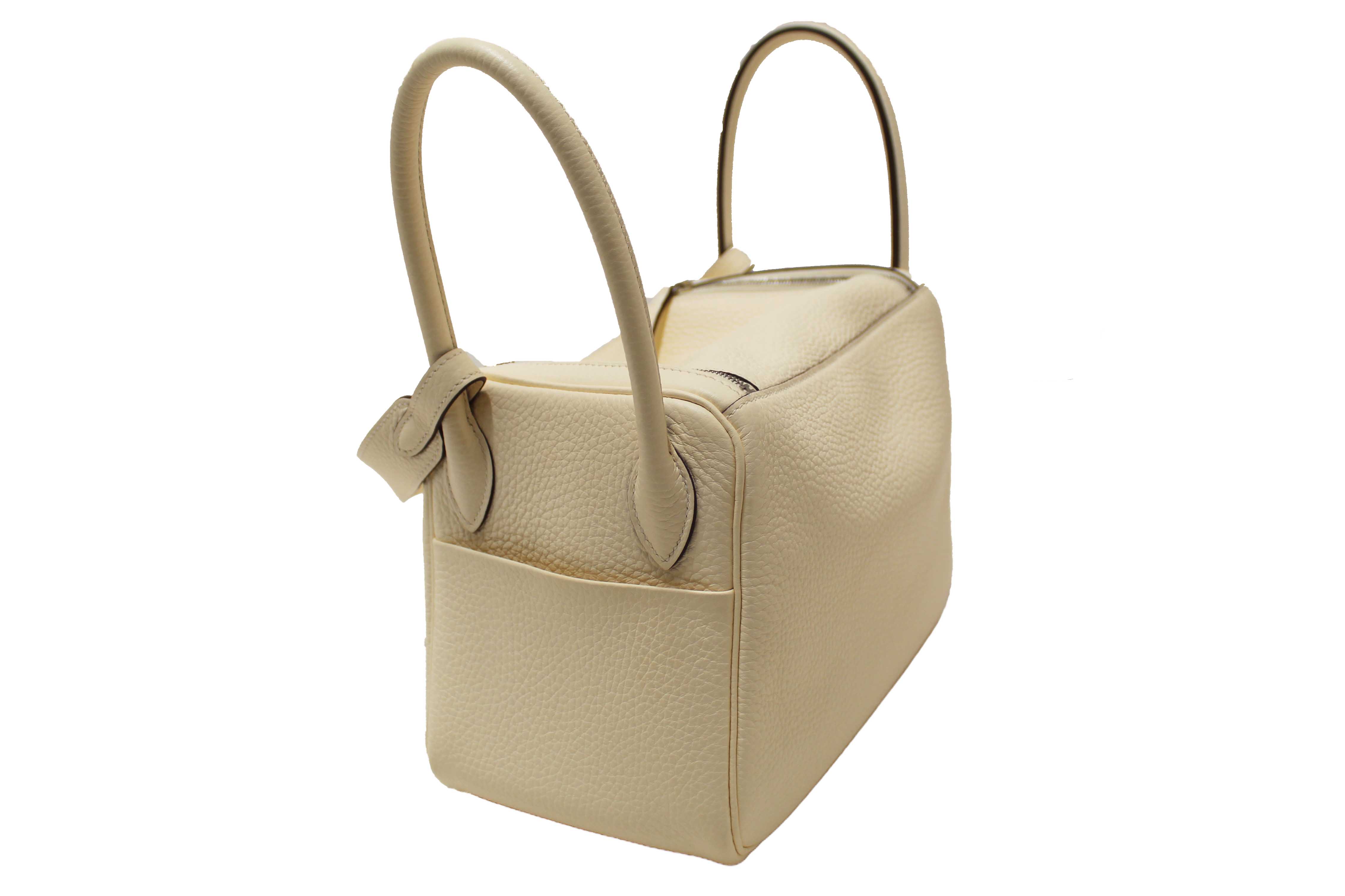 Authentic Hermes White Togo Leather Lindy 26 Handbag/Shoulder Bag