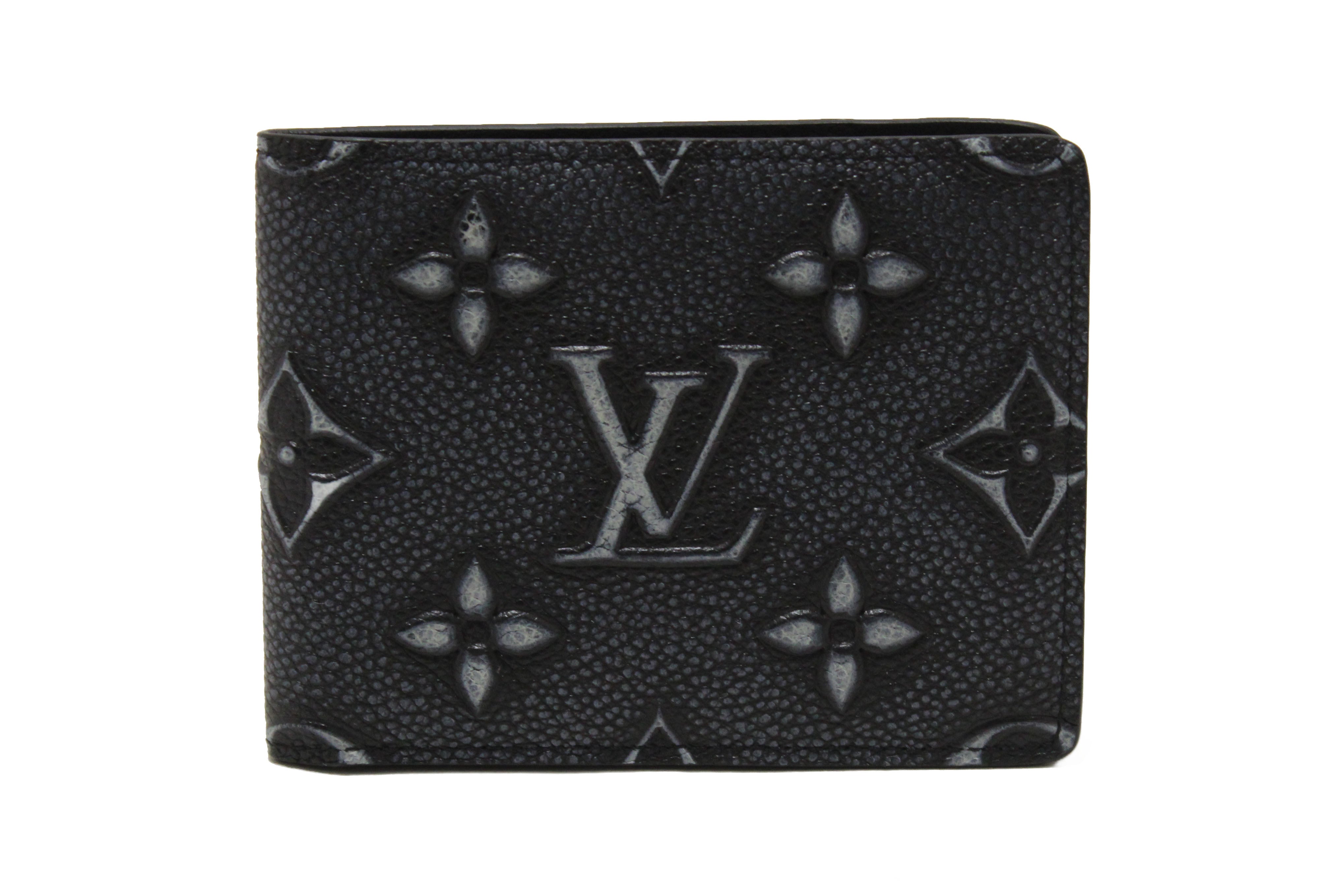 Authentic Louis Vuitton Black Cowhide Faded Monogram Slender Men Wallet