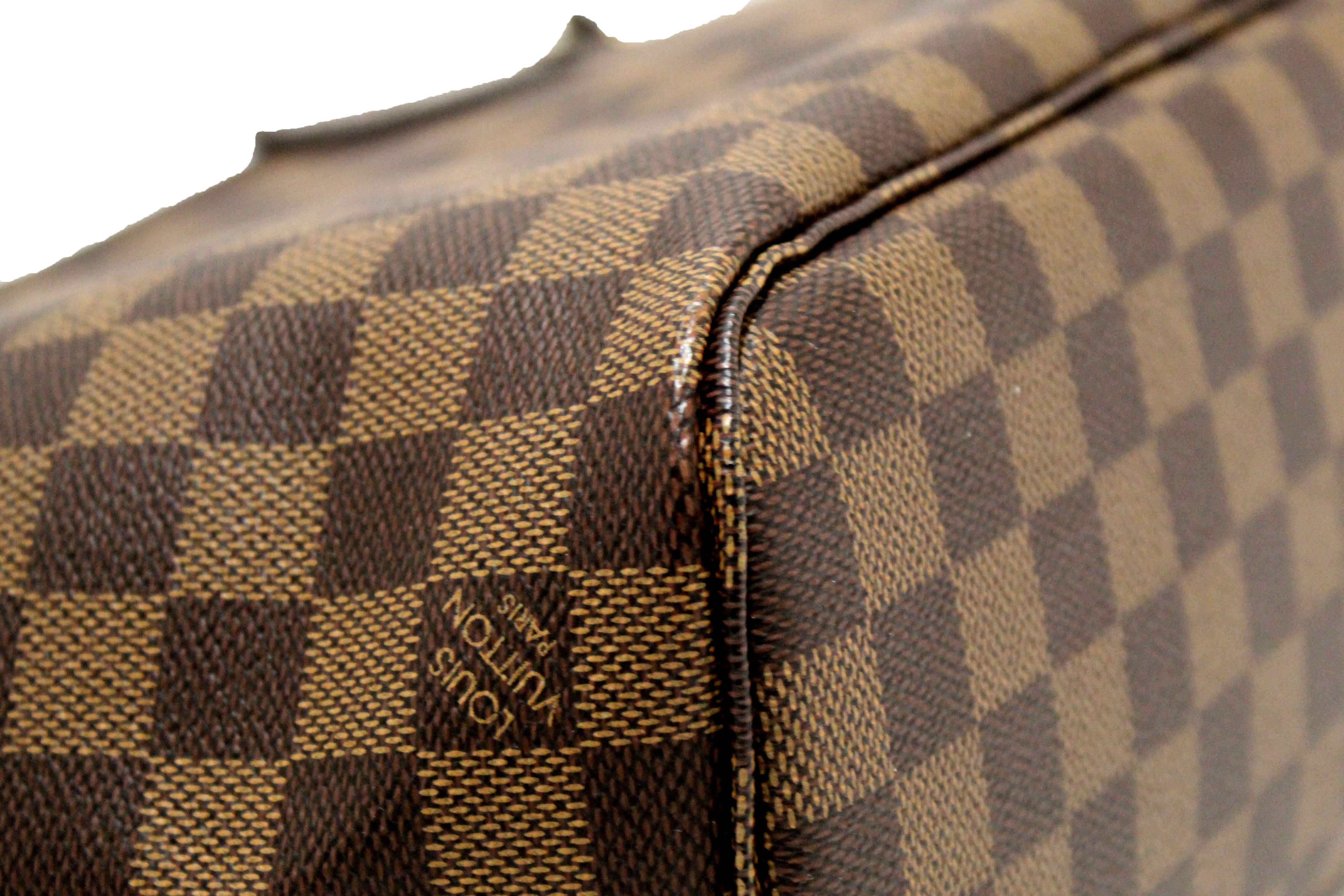 Authentic Louis Vuitton Damier Ebene Canvas Neverfull PM Shoulder Tote Bag