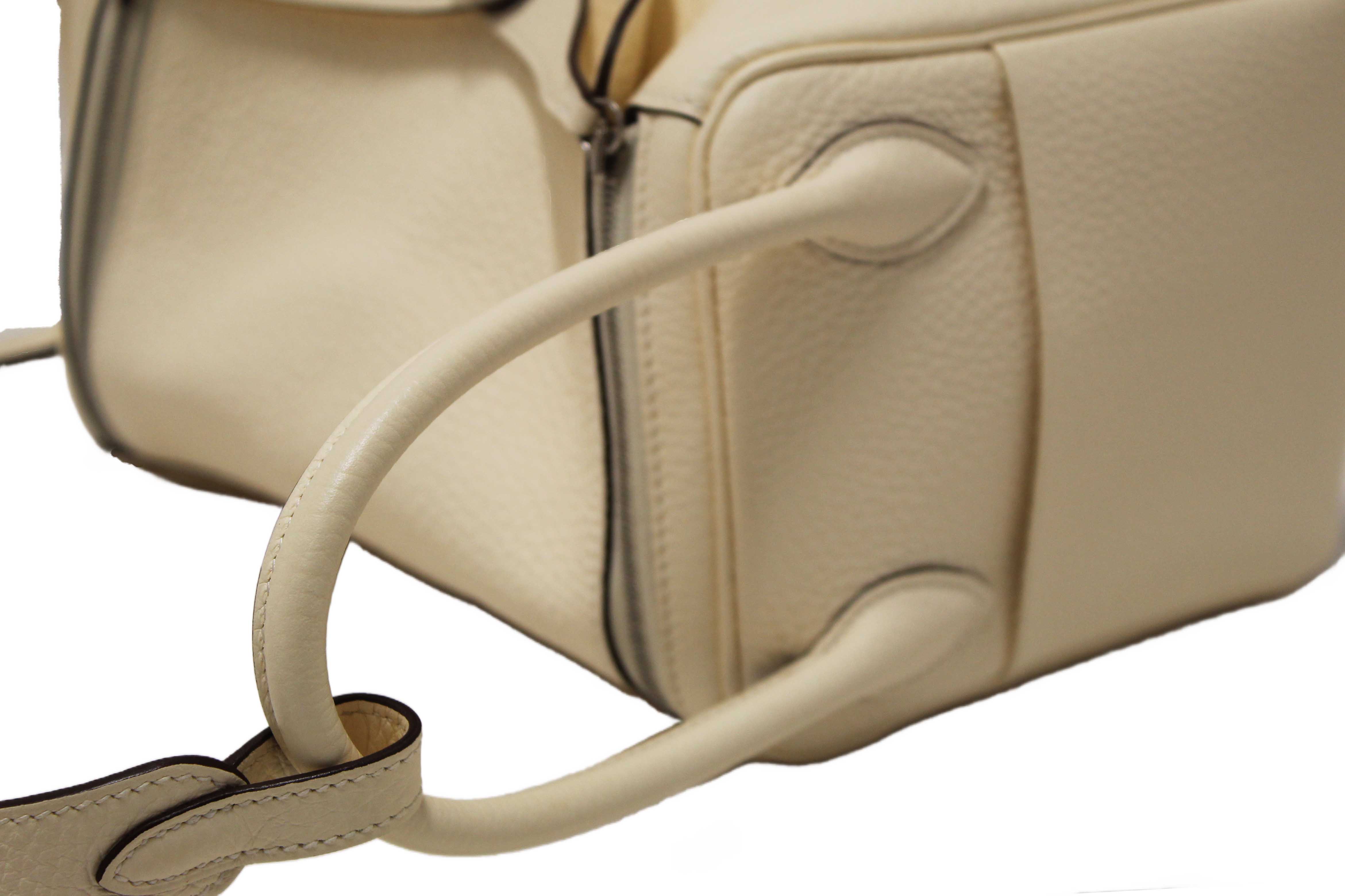 Authentic Hermes White Togo Leather Lindy 26 Handbag/Shoulder Bag