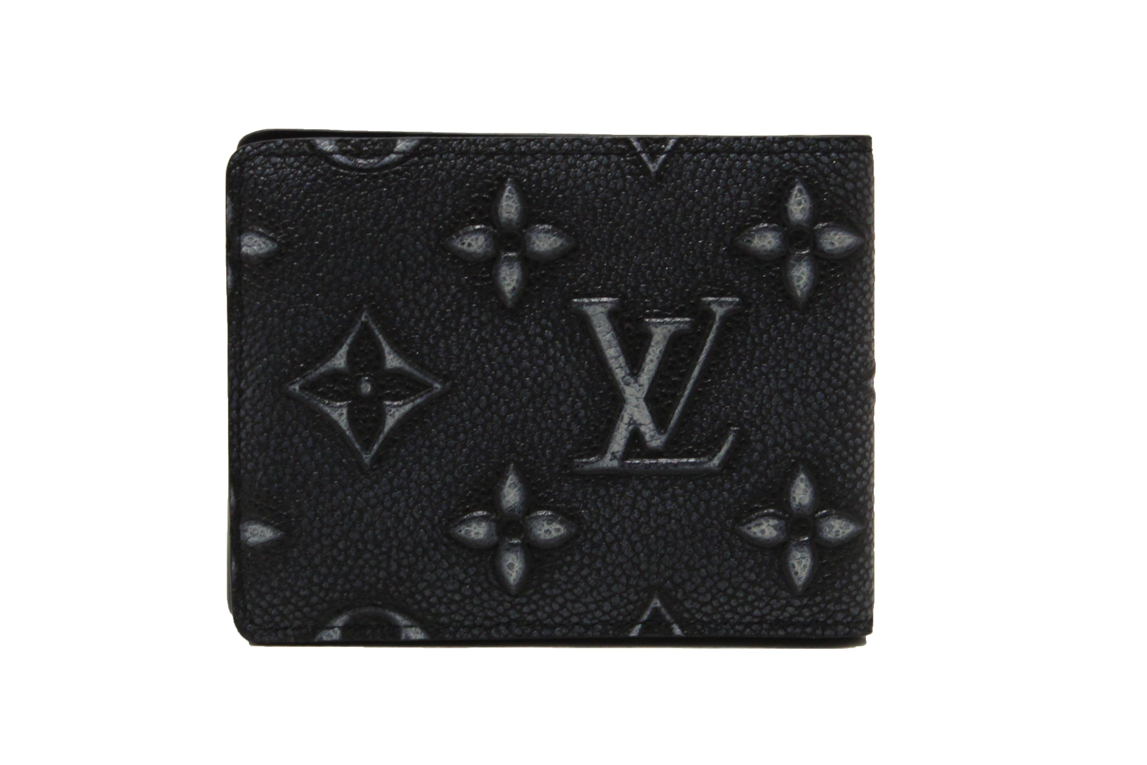 Authentic Louis Vuitton Black Cowhide Faded Monogram Slender Men Wallet