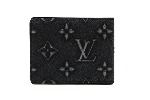 Authentic Louis Vuitton Black Cowhide Faded Monogram Slender Men Wallet